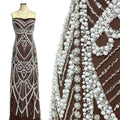 Heavy Pearl Beaded Lace Fabric Sequined Baroque Mesh Lace Fabric for Wedding Dresses Bridal Gowns Evening Gowns BLS6558#