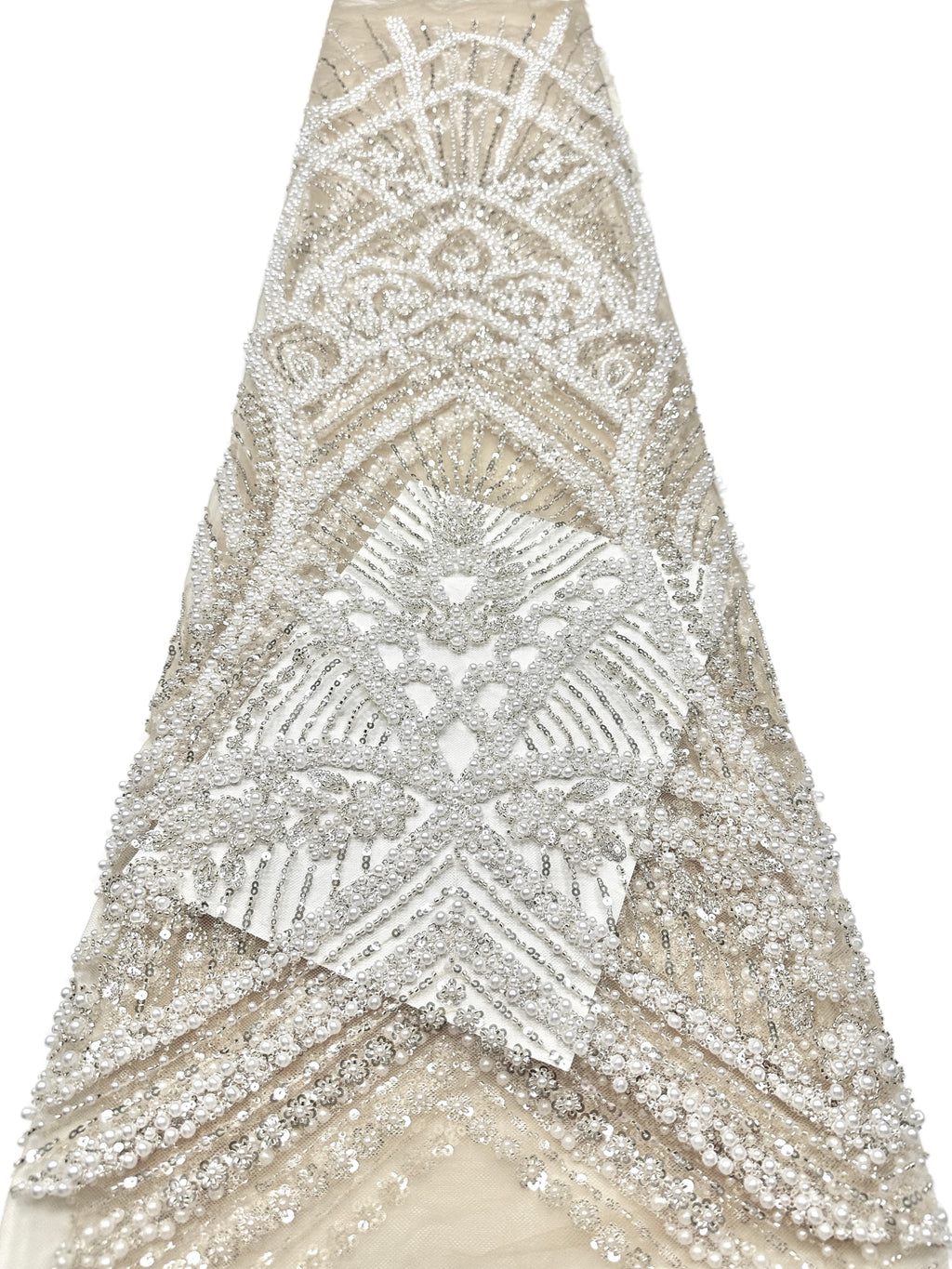 Heavy Pearl Beaded Lace Fabric Sequined Baroque Mesh Lace Fabric for Wedding Dresses Bridal Gowns Evening Gowns BLS6558#