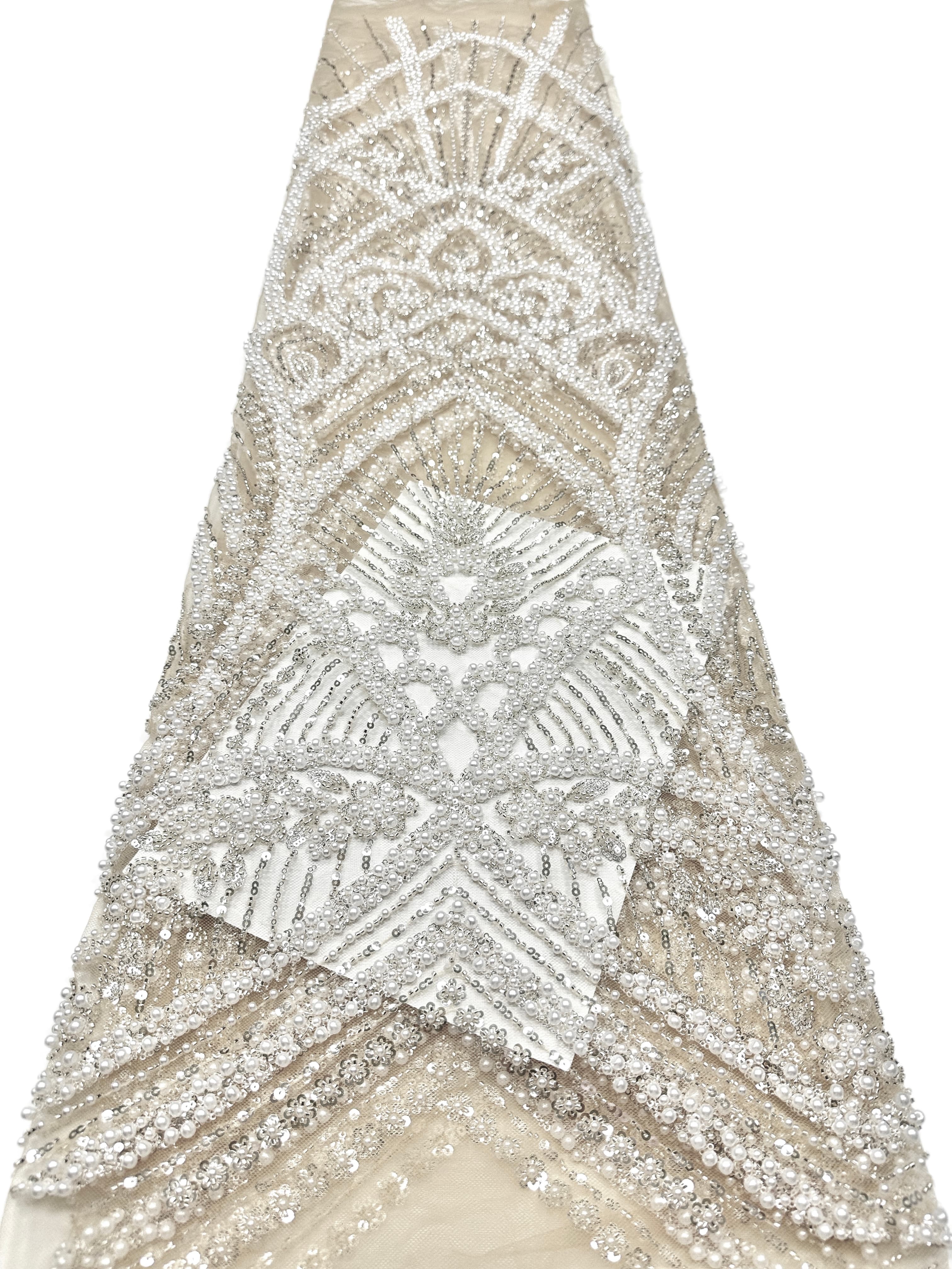 Heavy Pearl Beaded Lace Fabric Sequined Baroque Mesh Lace Fabric for Wedding Dresses Bridal Gowns Evening Gowns BLS6558#