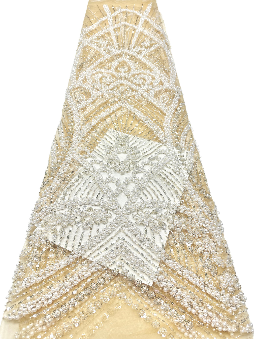 Heavy Pearl Beaded Lace Fabric Sequined Baroque Mesh Lace Fabric for Wedding Dresses Bridal Gowns Evening Gowns BLS6558#