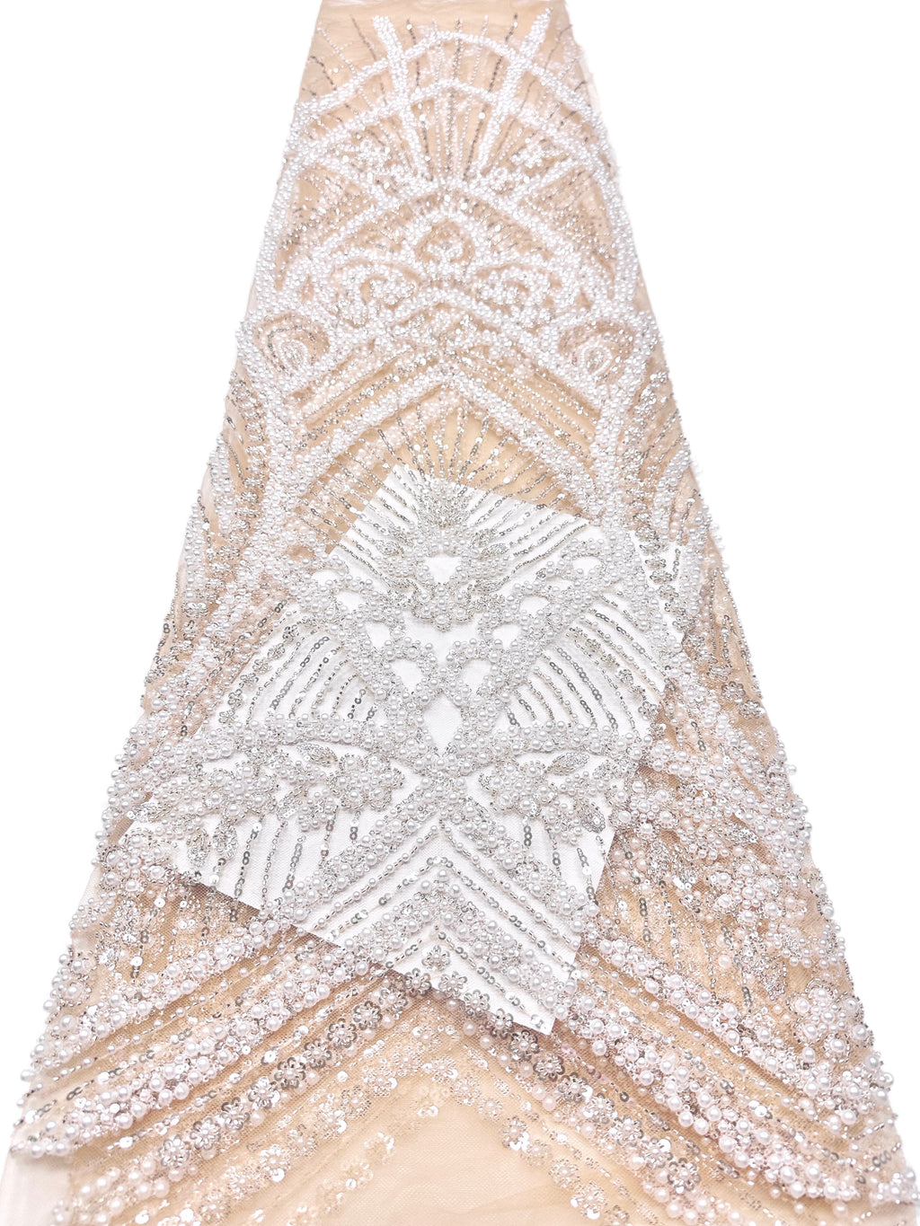 Heavy Pearl Beaded Lace Fabric Sequined Baroque Mesh Lace Fabric for Wedding Dresses Bridal Gowns Evening Gowns BLS6558#
