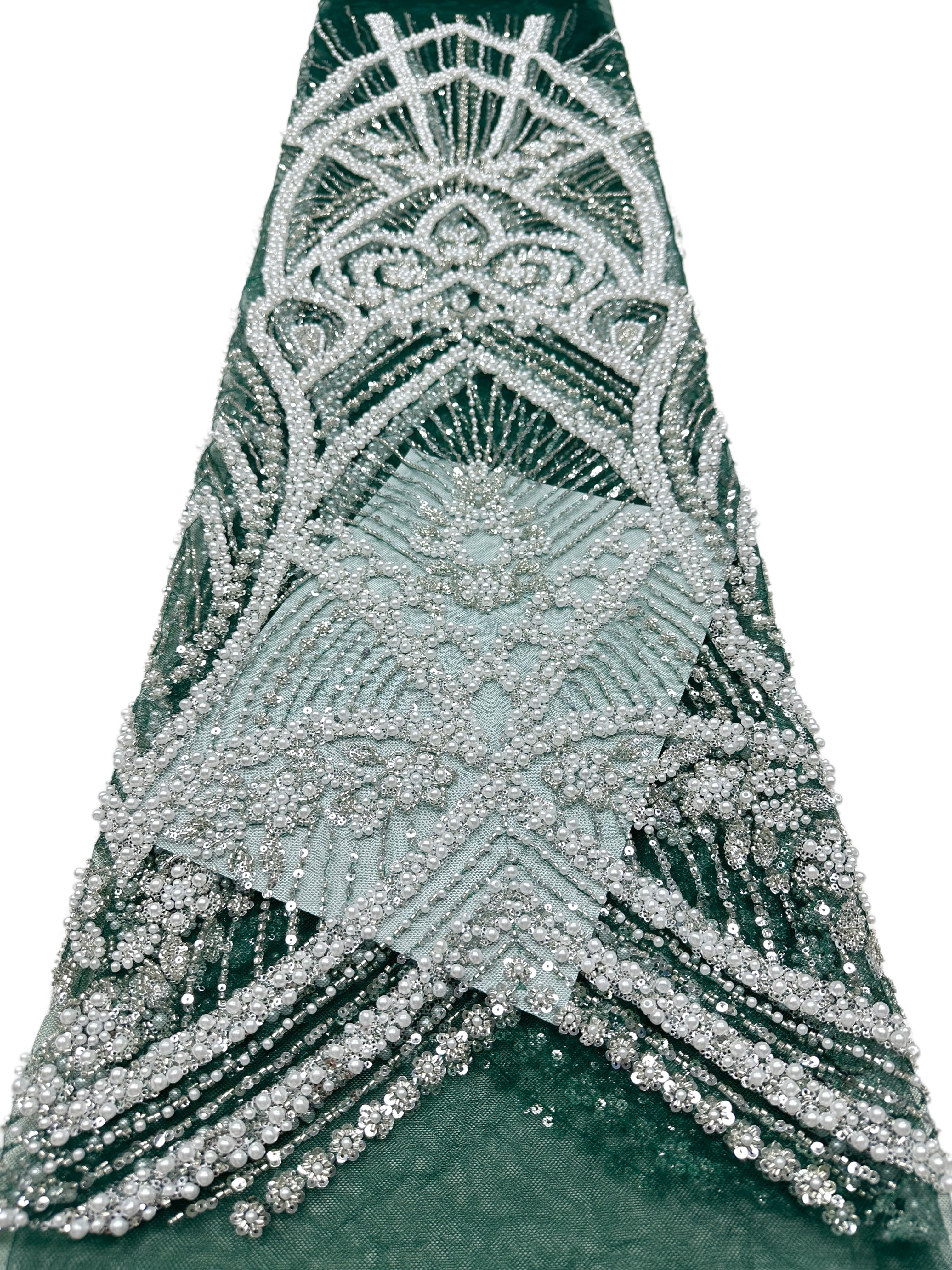 Heavy Pearl Beaded Lace Fabric Sequined Baroque Mesh Lace Fabric for Wedding Dresses Bridal Gowns Evening Gowns BLS6558#