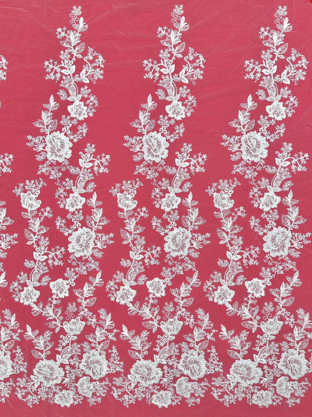 Beaded Sequined Floral Embroidered Lace Fabric for Bridal Gowns Wedding Dress Decoration BLS6559#