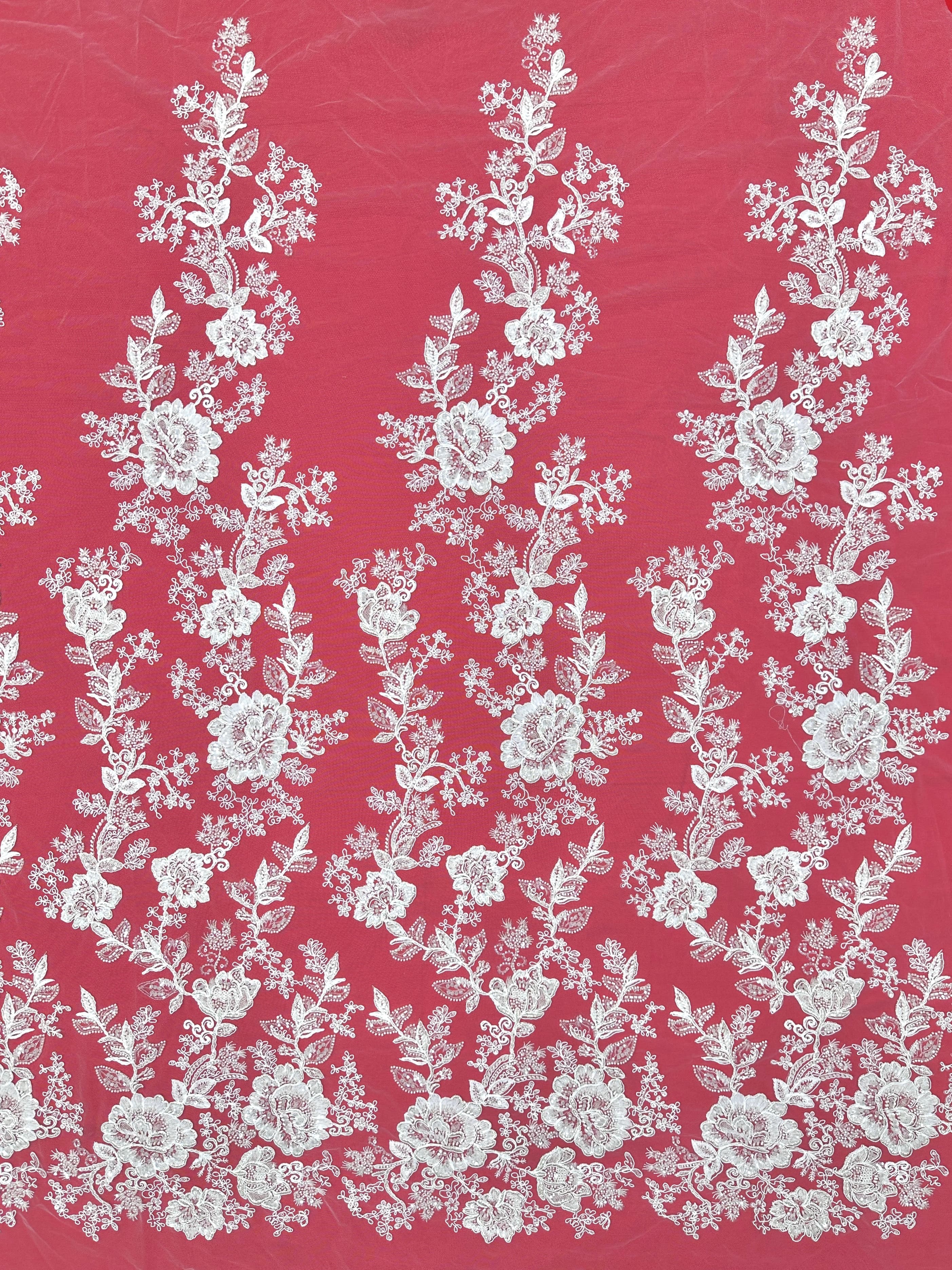 Beaded Sequined Floral Embroidered Lace Fabric for Bridal Gowns Wedding Dress Decoration BLS6559#
