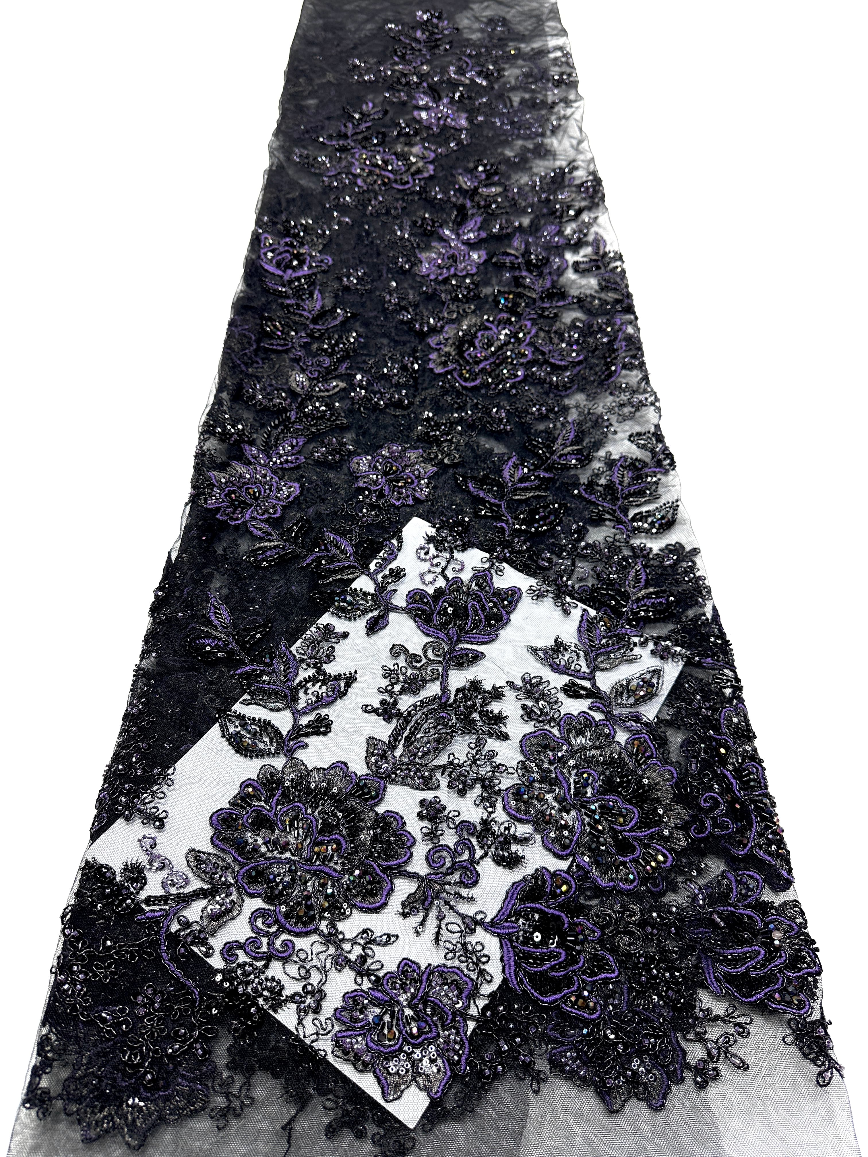 Beaded Sequined Floral Embroidered Lace Fabric for Bridal Gowns Wedding Dress Decoration BLS6559#