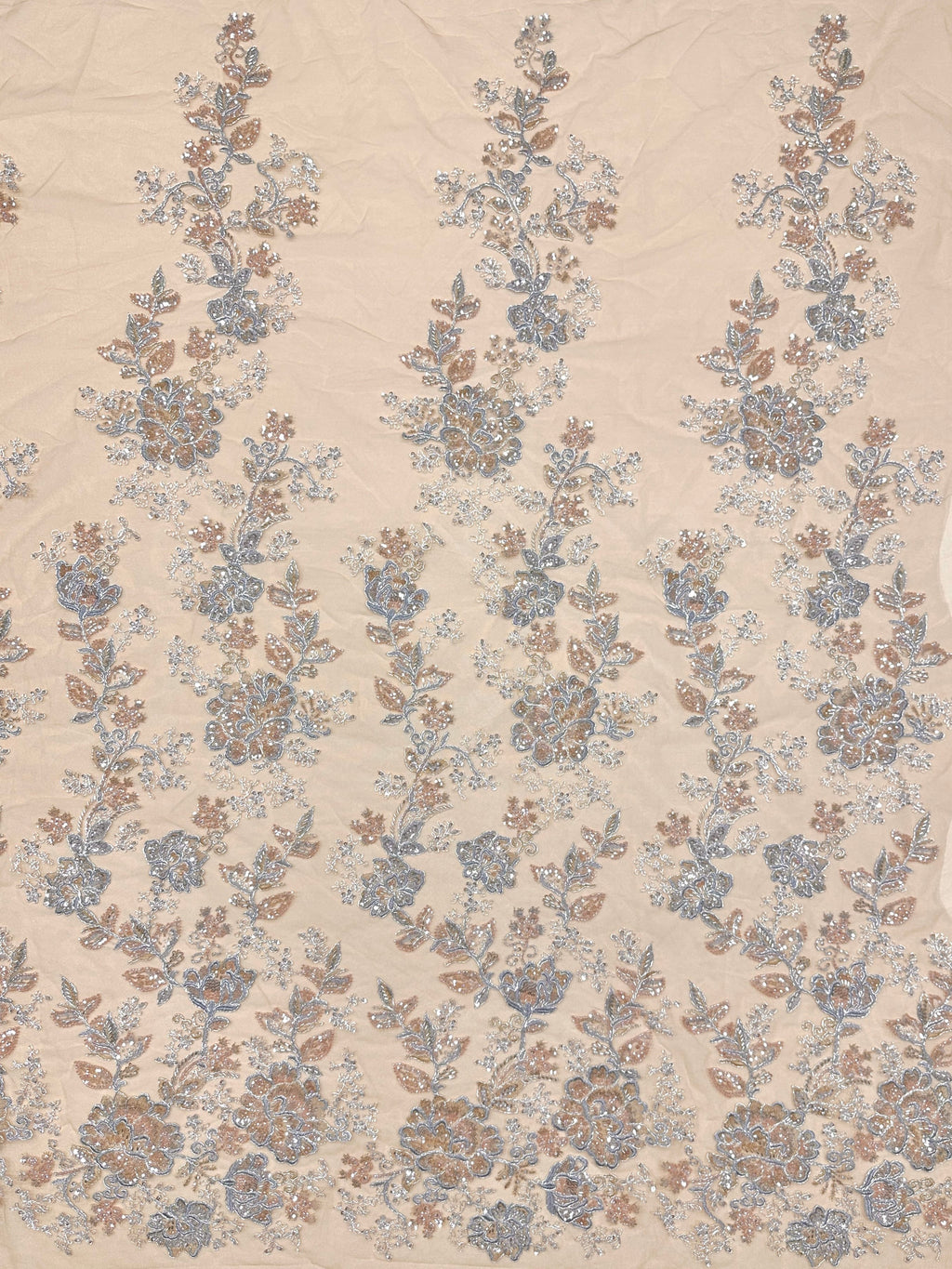 Beaded Sequined Floral Embroidered Lace Fabric for Bridal Gowns Wedding Dress Decoration BLS6559#
