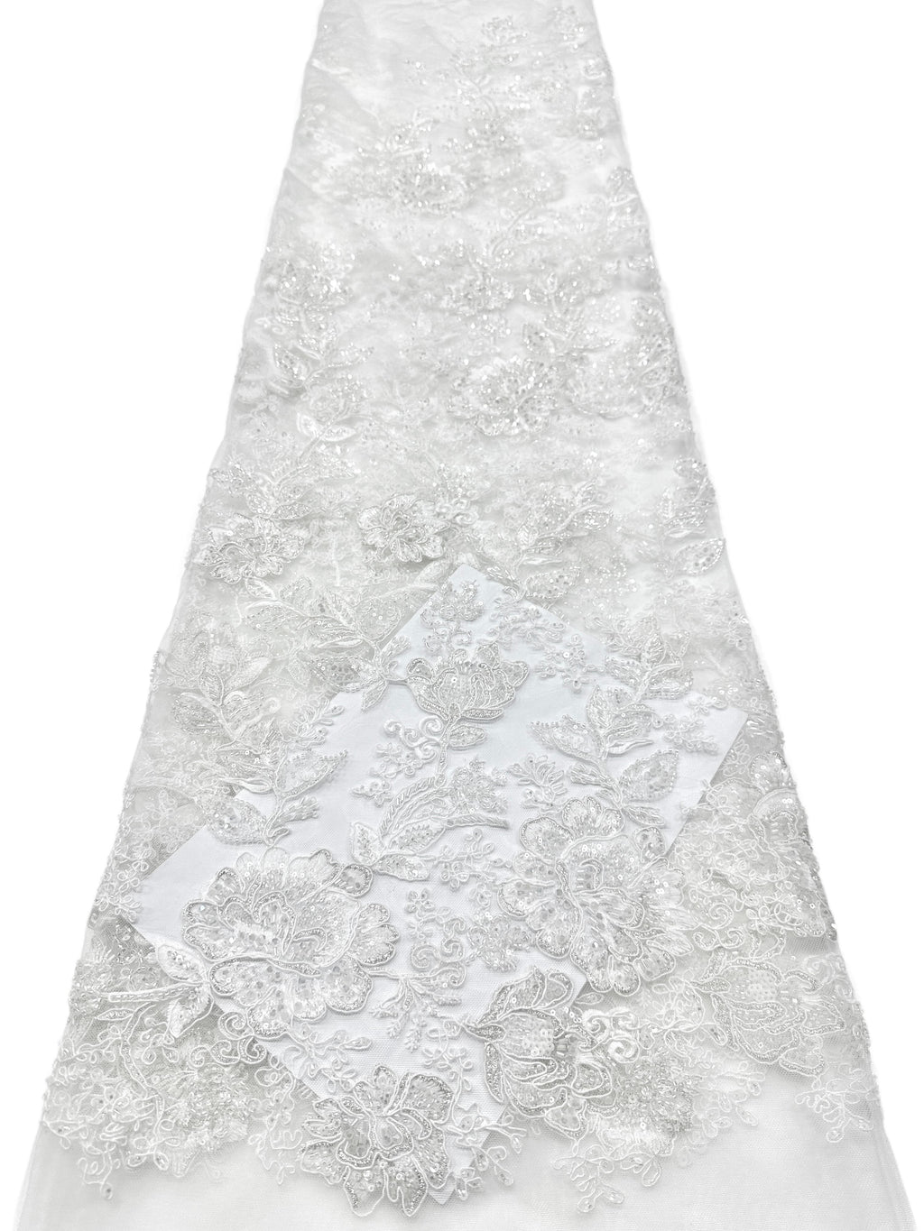 Beaded Sequined Floral Embroidered Lace Fabric for Bridal Gowns Wedding Dress Decoration BLS6559#