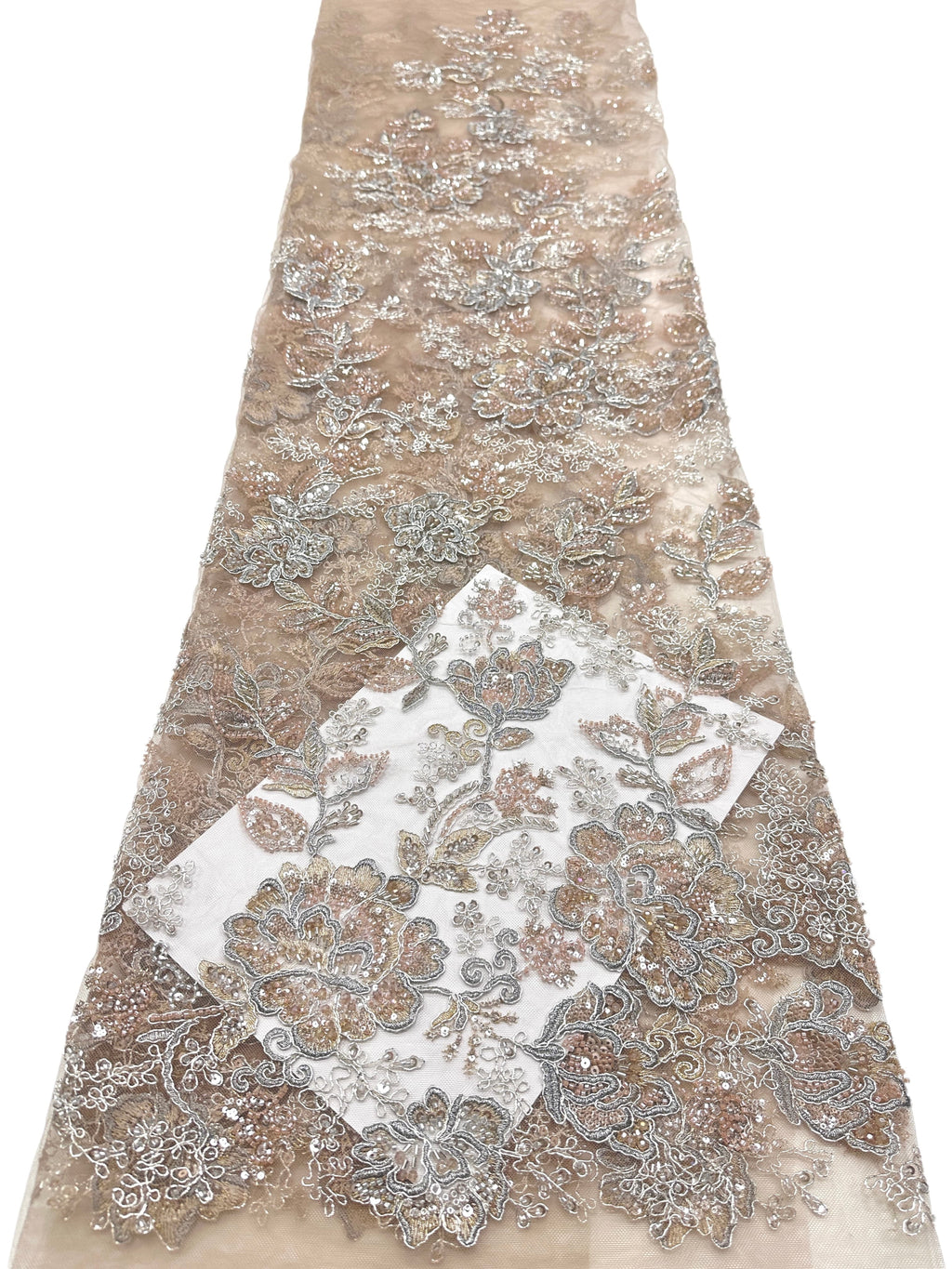 Beaded Sequined Floral Embroidered Lace Fabric for Bridal Gowns Wedding Dress Decoration BLS6559#