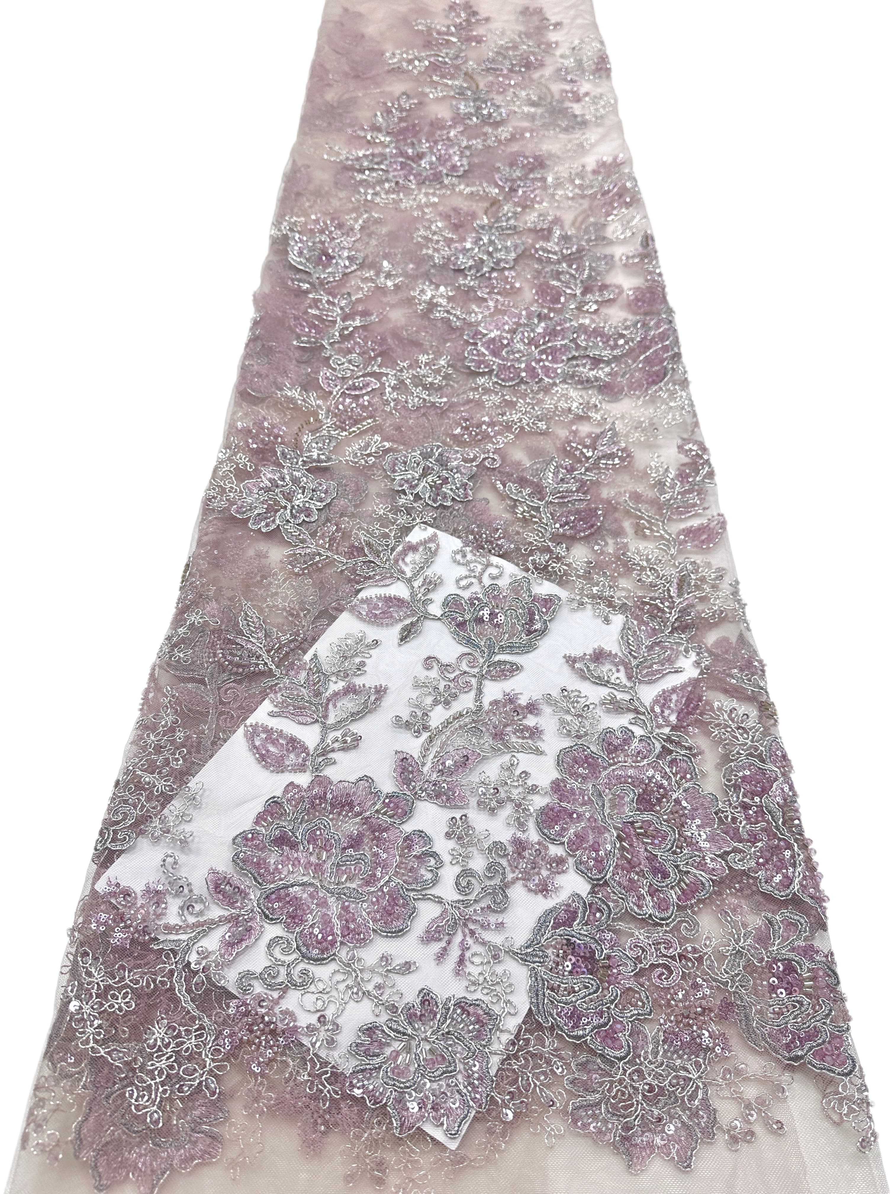 Beaded Sequined Floral Embroidered Lace Fabric for Bridal Gowns Wedding Dress Decoration BLS6559#