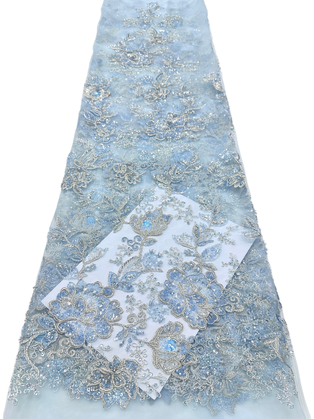 Beaded Sequined Floral Embroidered Lace Fabric for Bridal Gowns Wedding Dress Decoration BLS6559#