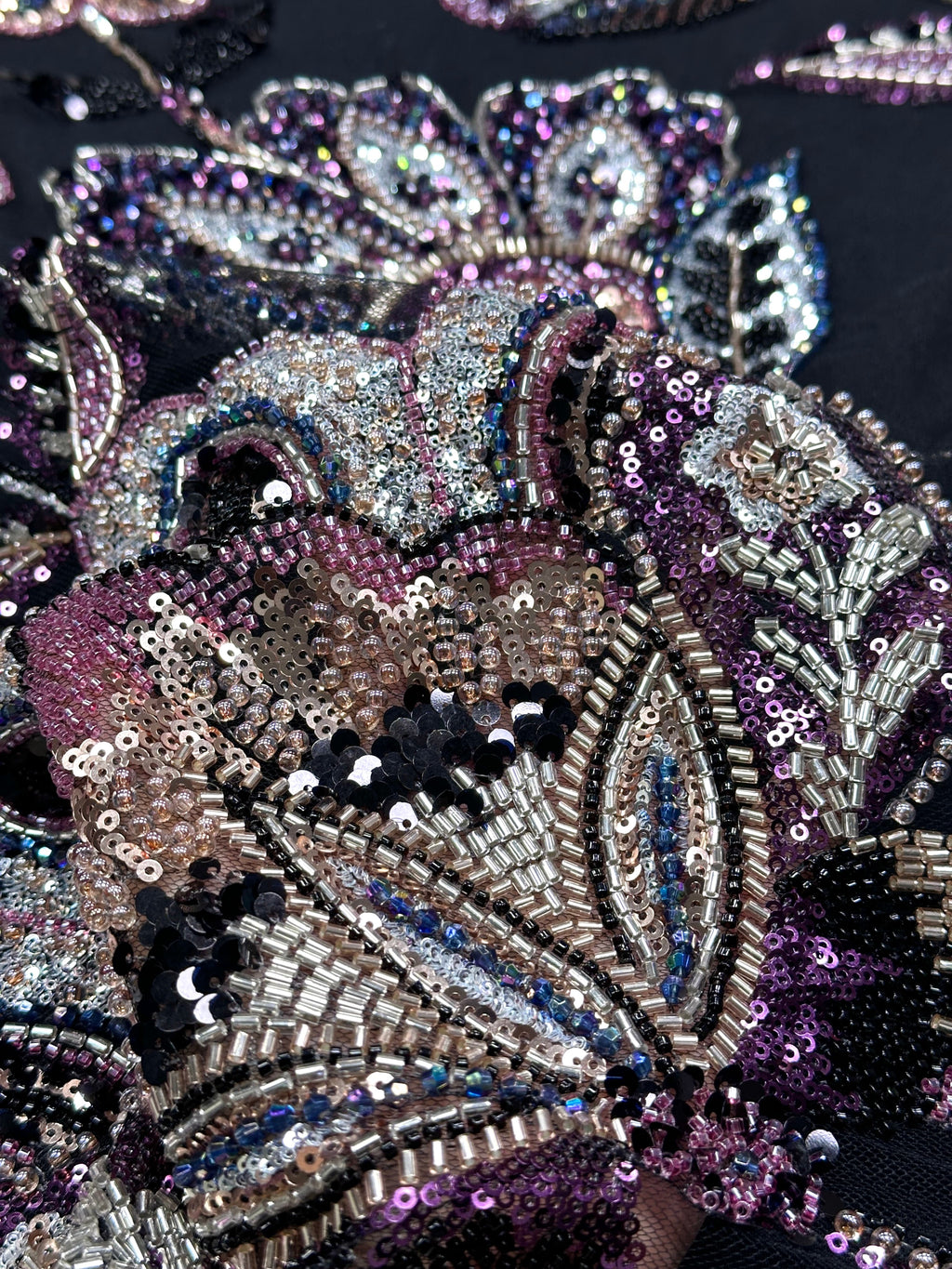 Sequined and Beaded Botanical Embroidered Lace Fabric for Wedding Dresses Evening Gowns BLS6560#