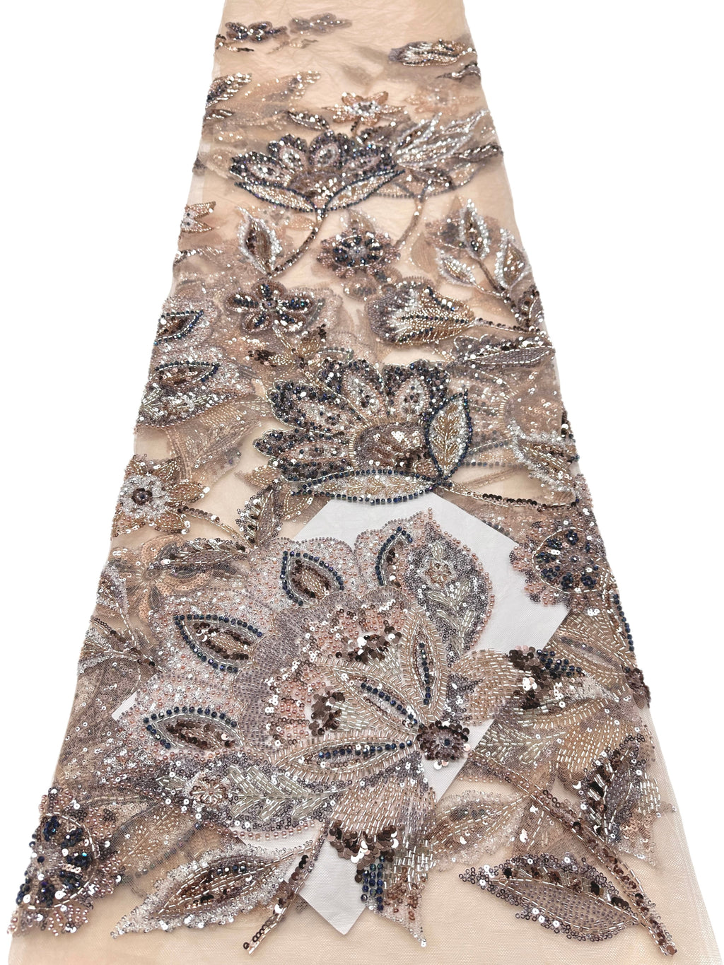 Sequined and Beaded Botanical Embroidered Lace Fabric for Wedding Dresses Evening Gowns BLS6560#