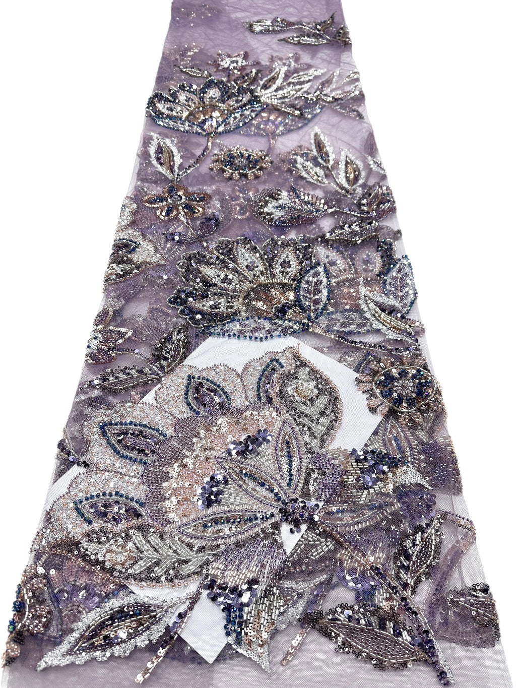 Sequined and Beaded Botanical Embroidered Lace Fabric for Wedding Dresses Evening Gowns BLS6560#