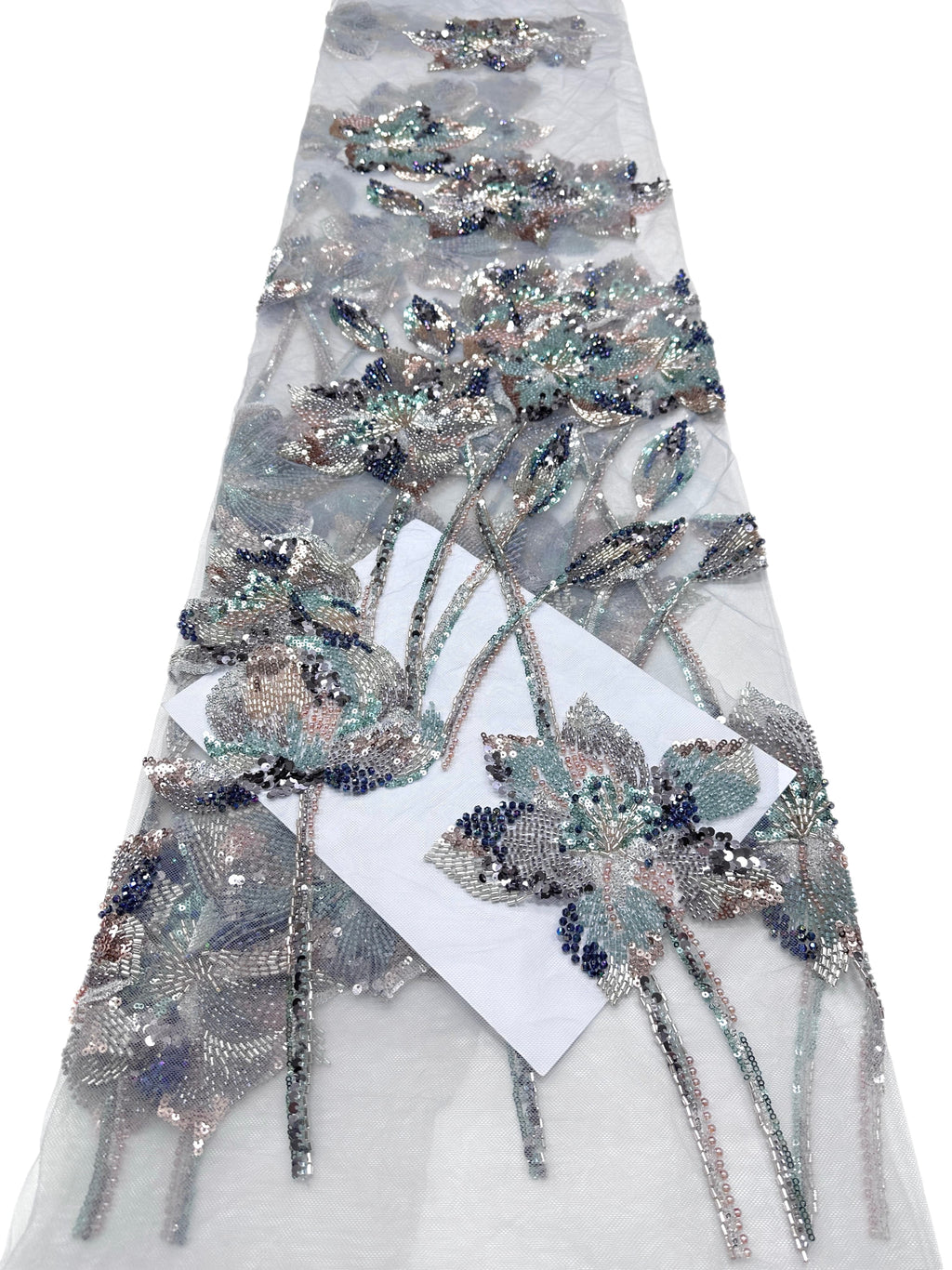 Sequined and Beaded Floral Embroidered Lace Fabric Leaf Vine Lace for Wedding Dresses Evening Gowns BLS6561#