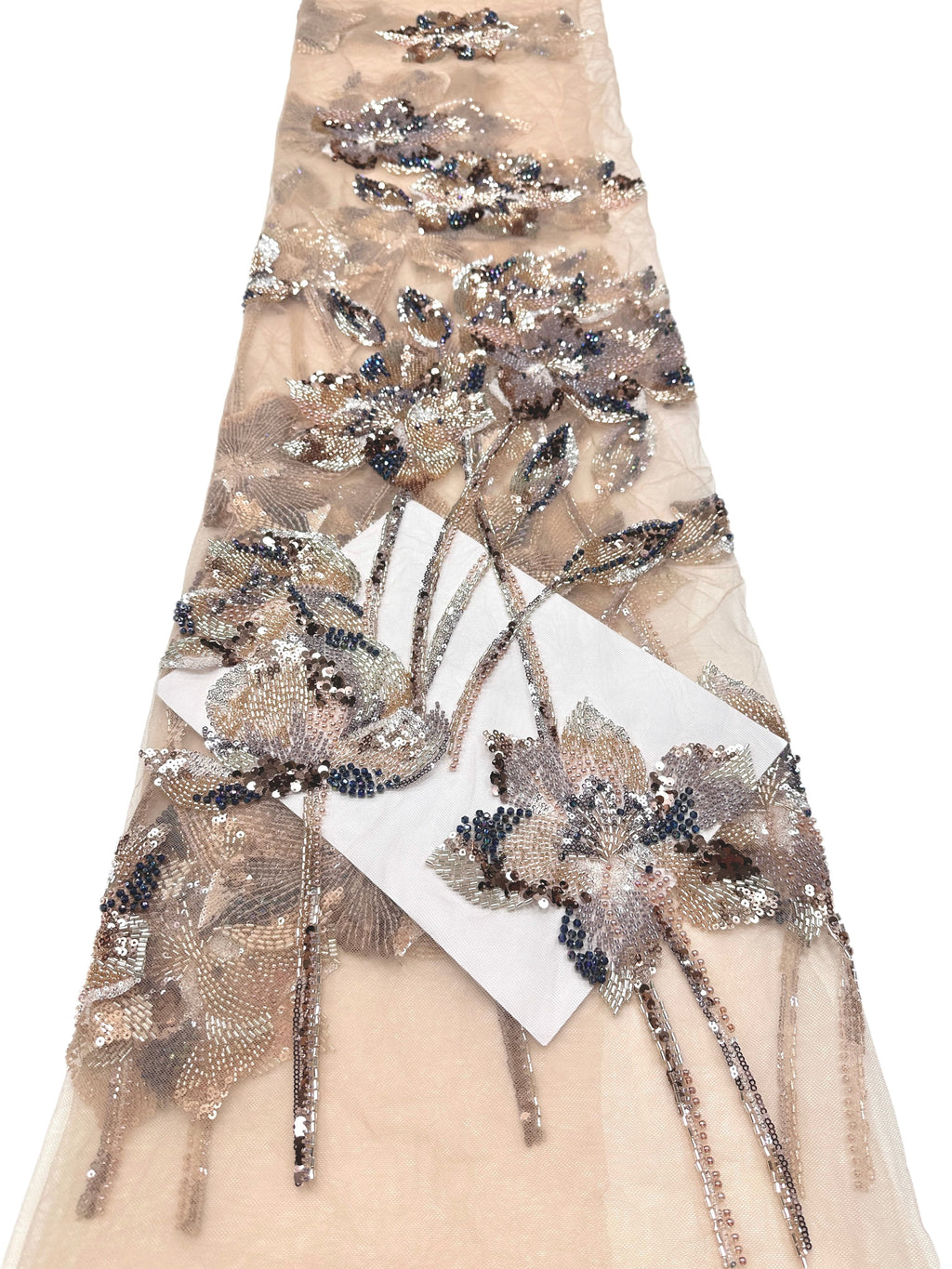 Sequined and Beaded Floral Embroidered Lace Fabric Leaf Vine Lace for Wedding Dresses Evening Gowns BLS6561#