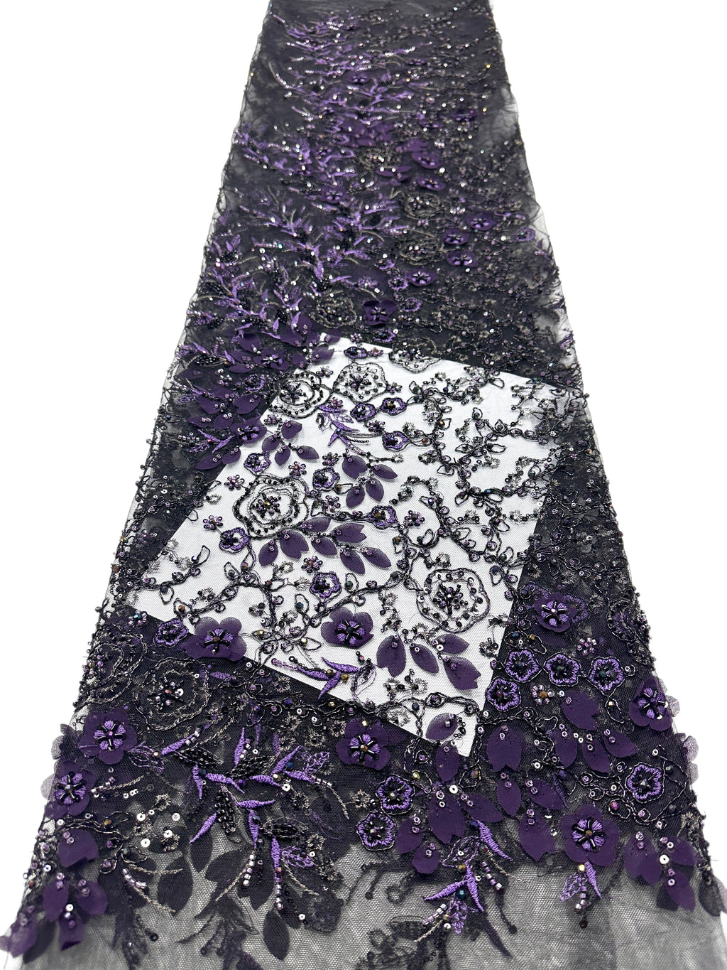 Sequined and Beaded Floral Embroidered Lace Fabric Small Flower Leaf Vine Lace for Wedding Dresses Evening Gowns BLS6562#