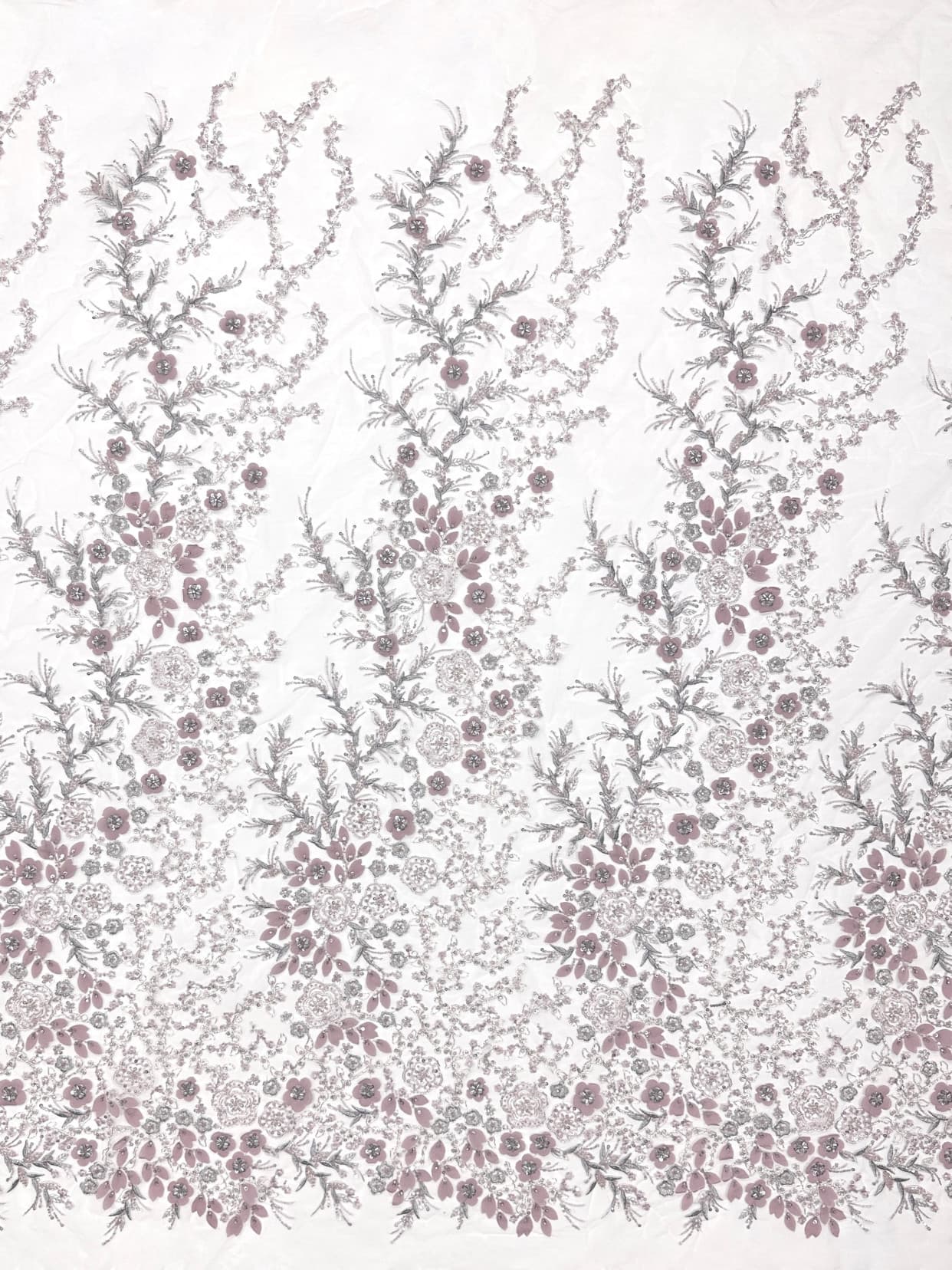 Sequined and Beaded Floral Embroidered Lace Fabric Small Flower Leaf Vine Lace for Wedding Dresses Evening Gowns BLS6562#