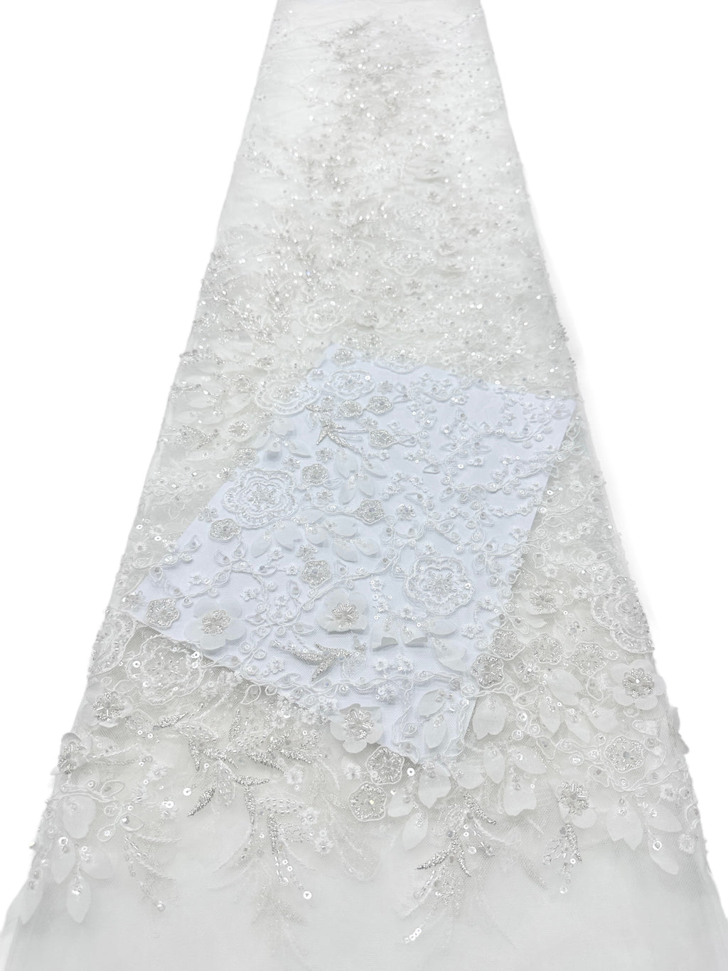 Sequined and Beaded Floral Embroidered Lace Fabric Small Flower Leaf Vine Lace for Wedding Dresses Evening Gowns BLS6562#