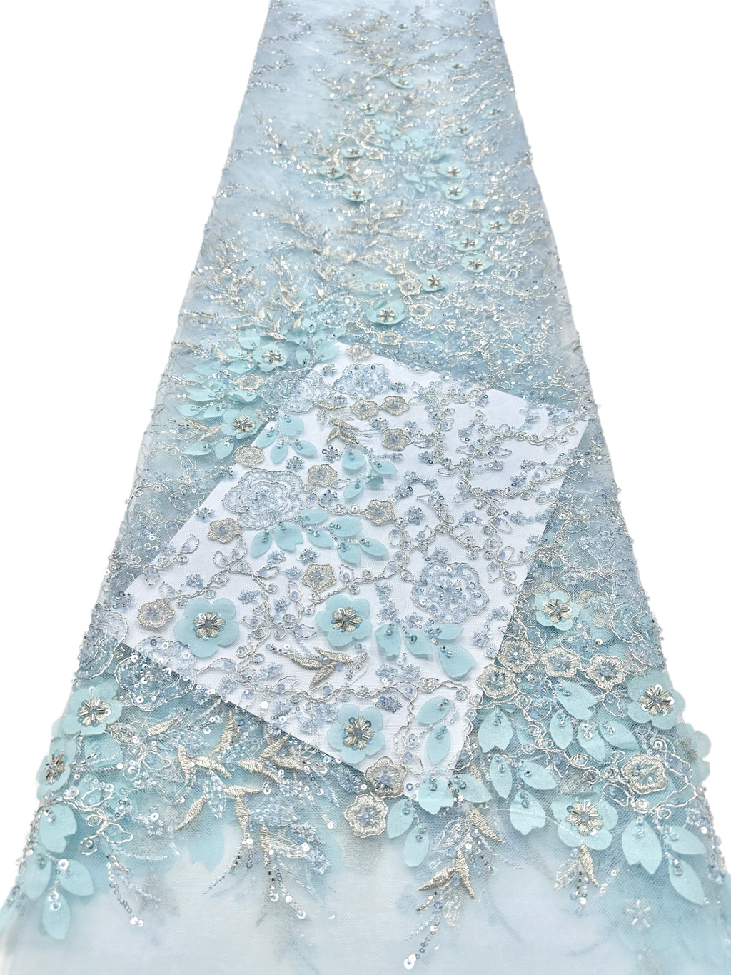 Sequined and Beaded Floral Embroidered Lace Fabric Small Flower Leaf Vine Lace for Wedding Dresses Evening Gowns BLS6562#