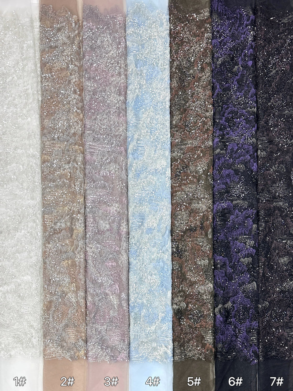 Sequined Beaded Botanical Lace Fabric Embroidered Tulle Lace for Wedding Dresses Bridal Gowns Evening Dresses BLS6563#