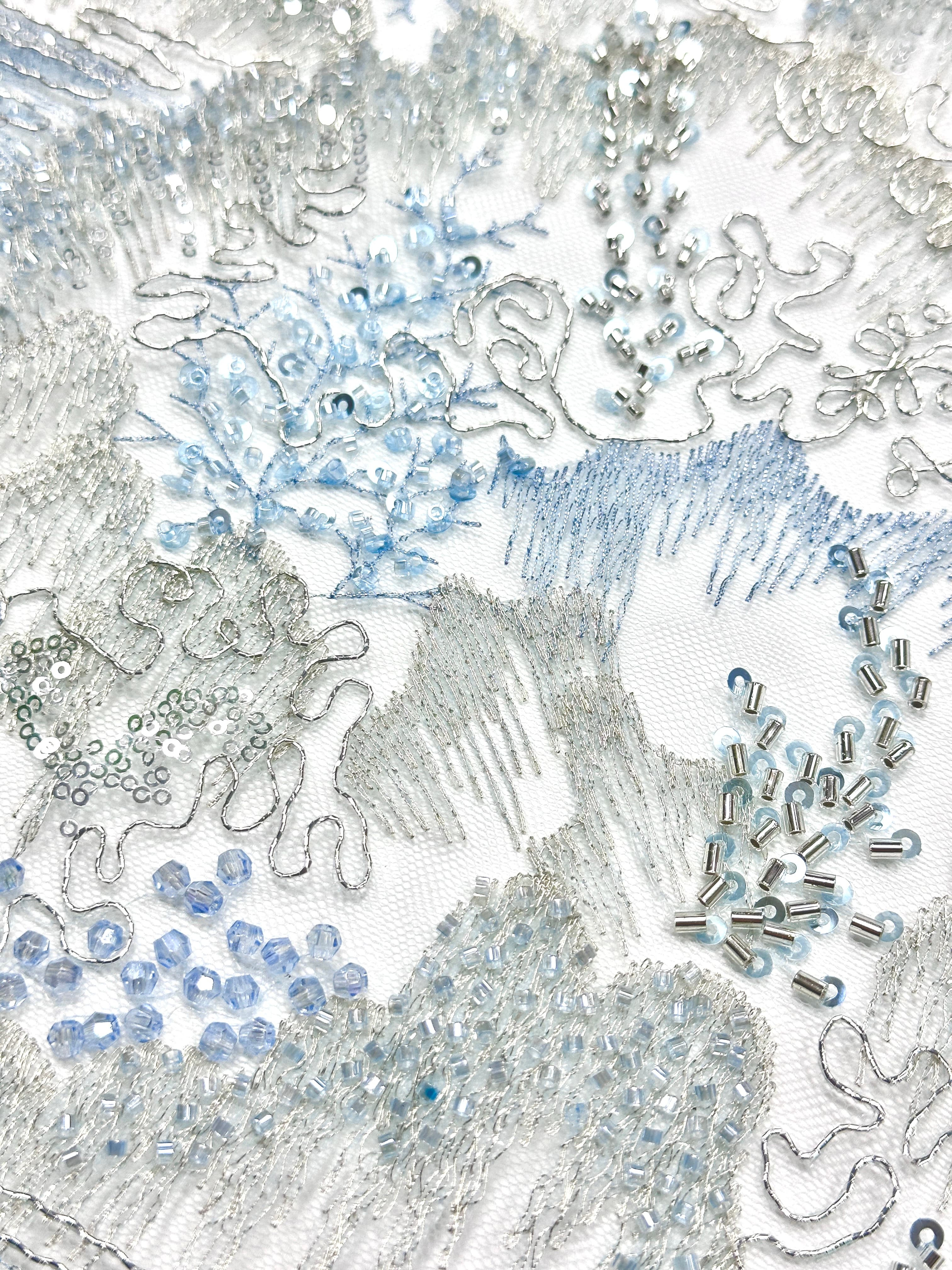Sequined Beaded Botanical Lace Fabric Embroidered Tulle Lace for Wedding Dresses Bridal Gowns Evening Dresses BLS6563#