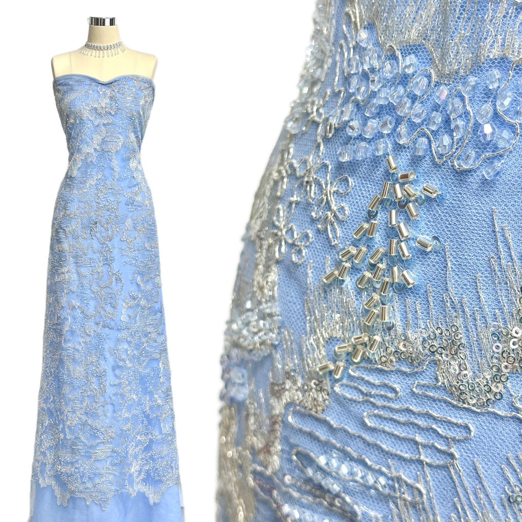 Sequined Beaded Botanical Lace Fabric Embroidered Tulle Lace for Wedding Dresses Bridal Gowns Evening Dresses BLS6563#