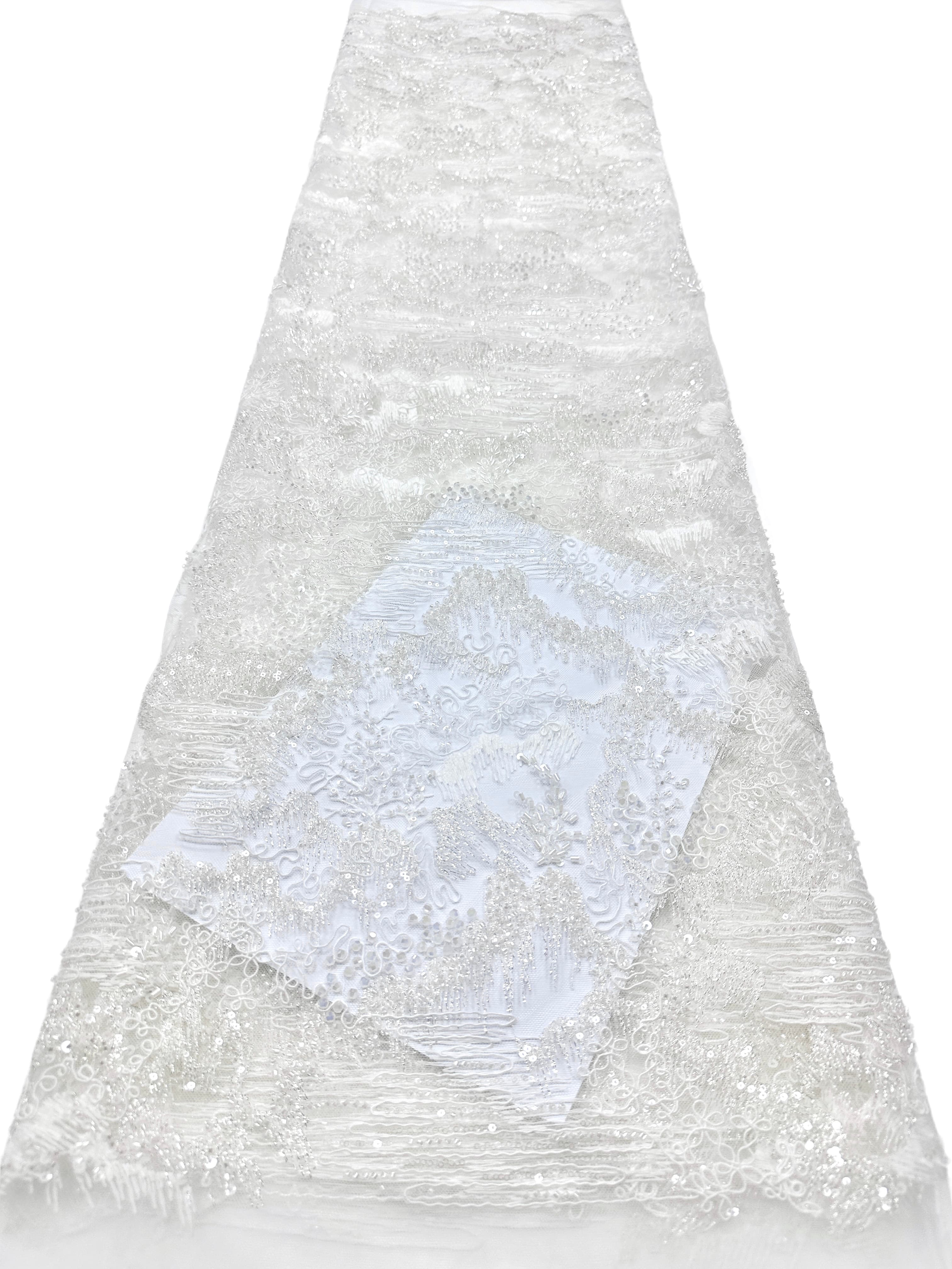Sequined Beaded Botanical Lace Fabric Embroidered Tulle Lace for Wedding Dresses Bridal Gowns Evening Dresses BLS6563#