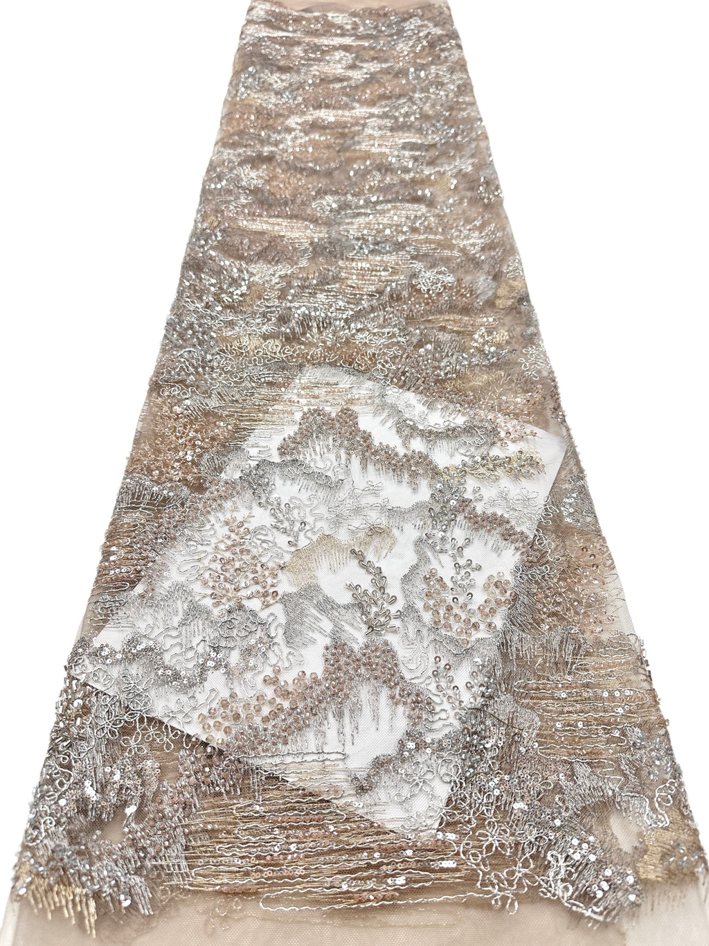 Sequined Beaded Botanical Lace Fabric Embroidered Tulle Lace for Wedding Dresses Bridal Gowns Evening Dresses BLS6563#