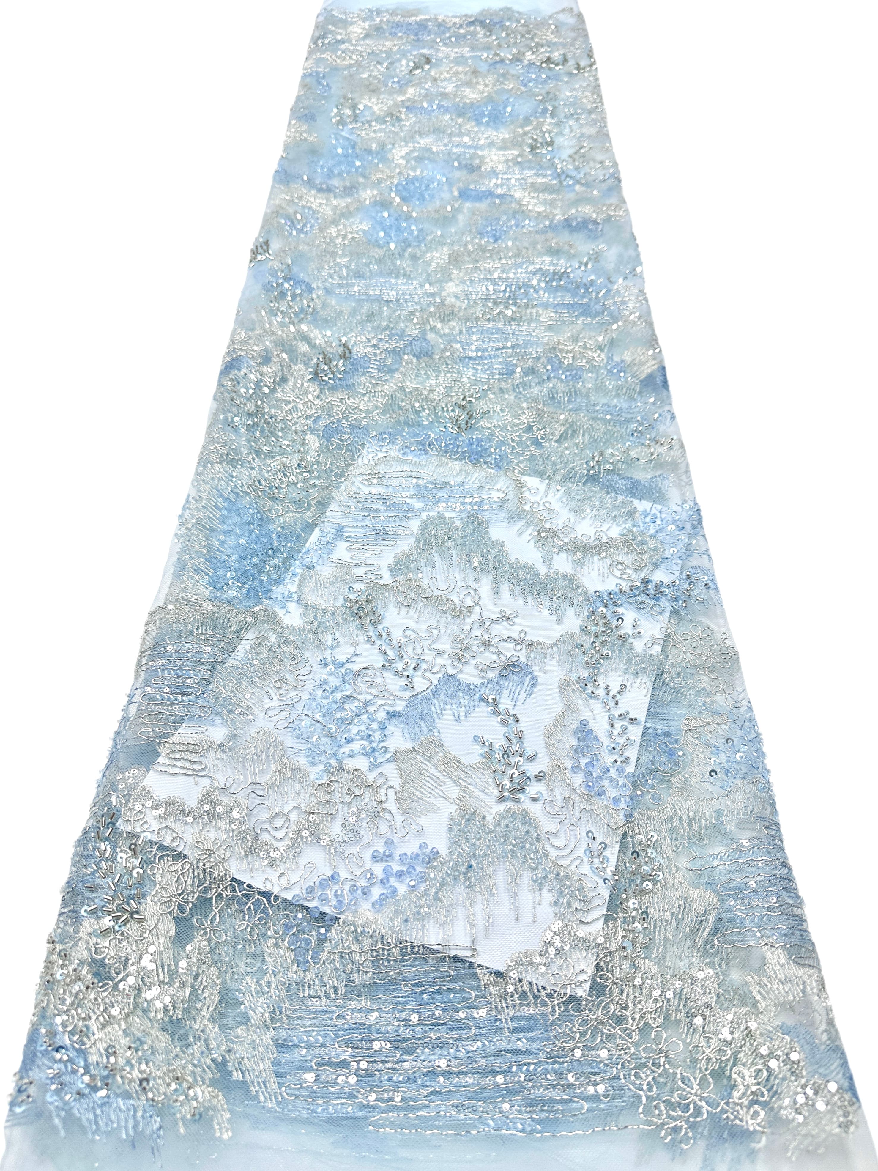 Sequined Beaded Botanical Lace Fabric Embroidered Tulle Lace for Wedding Dresses Bridal Gowns Evening Dresses BLS6563#