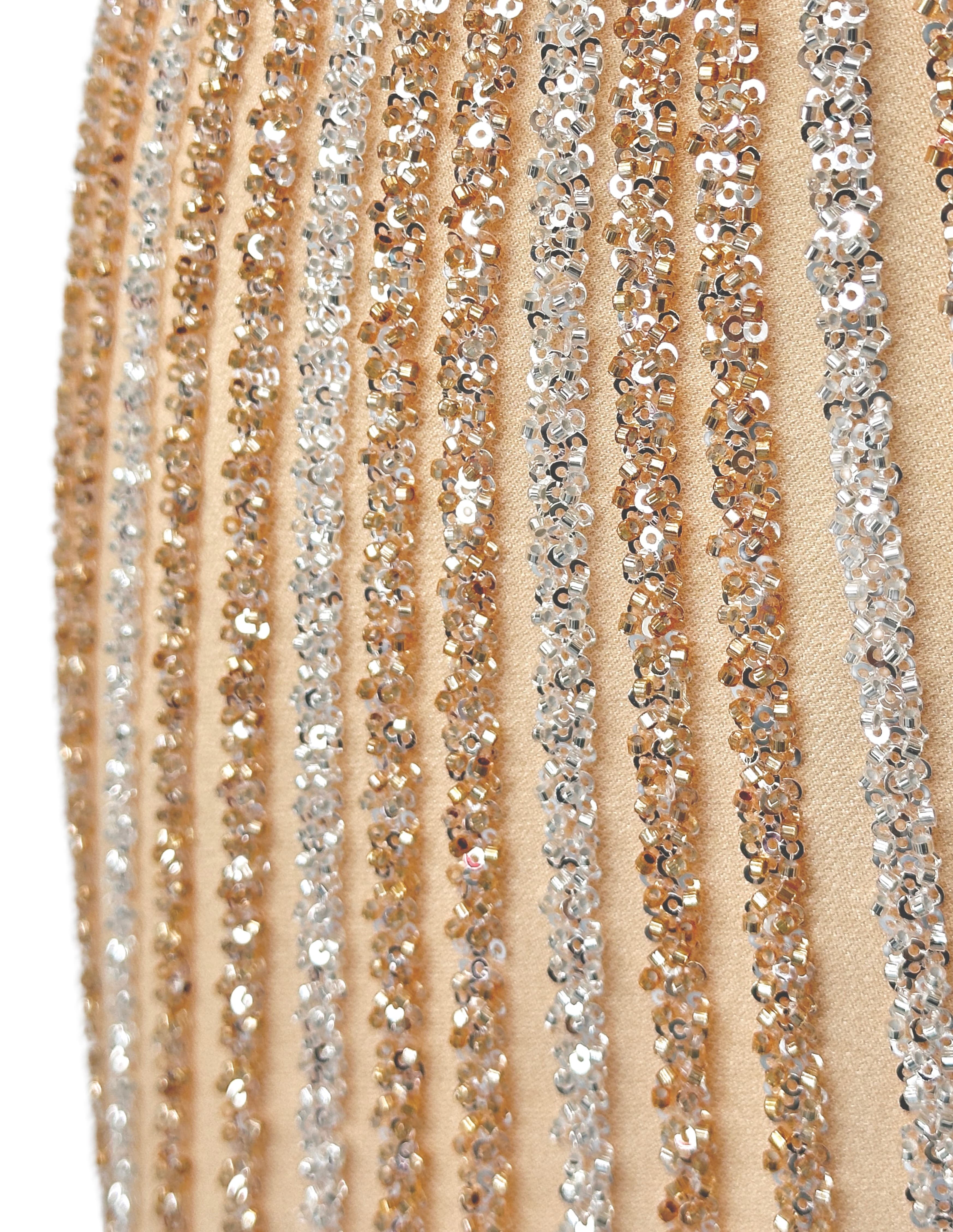 BLS6564#	Sequined and Beaded Geometric Lace Fabric for Wedding Dresses Evening Gowns Bridal Gowns