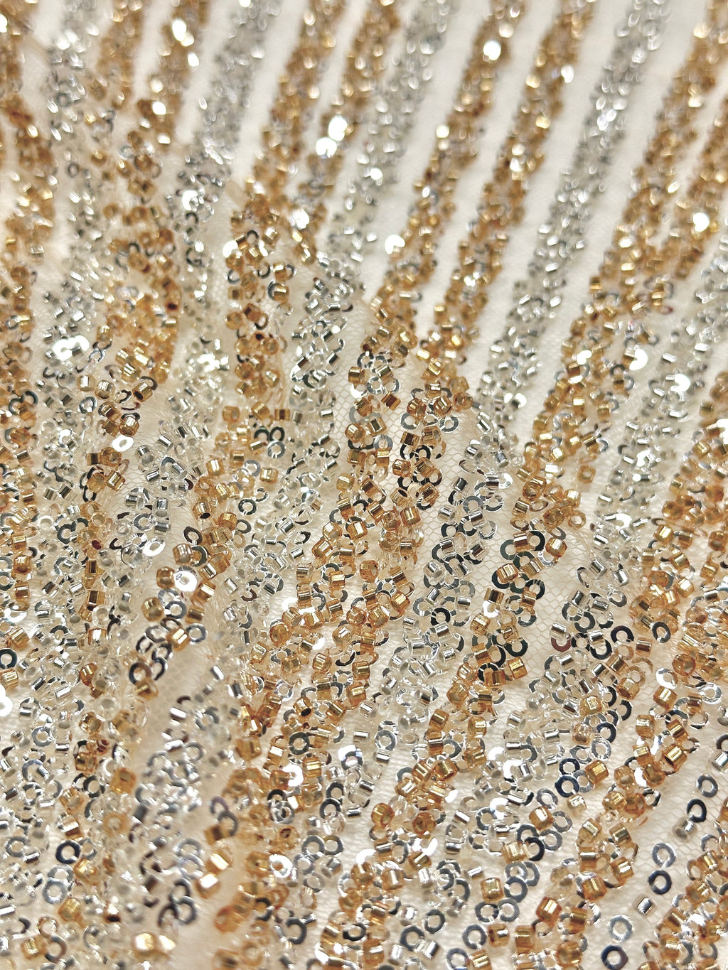 BLS6564#	Sequined and Beaded Geometric Lace Fabric for Wedding Dresses Evening Gowns Bridal Gowns