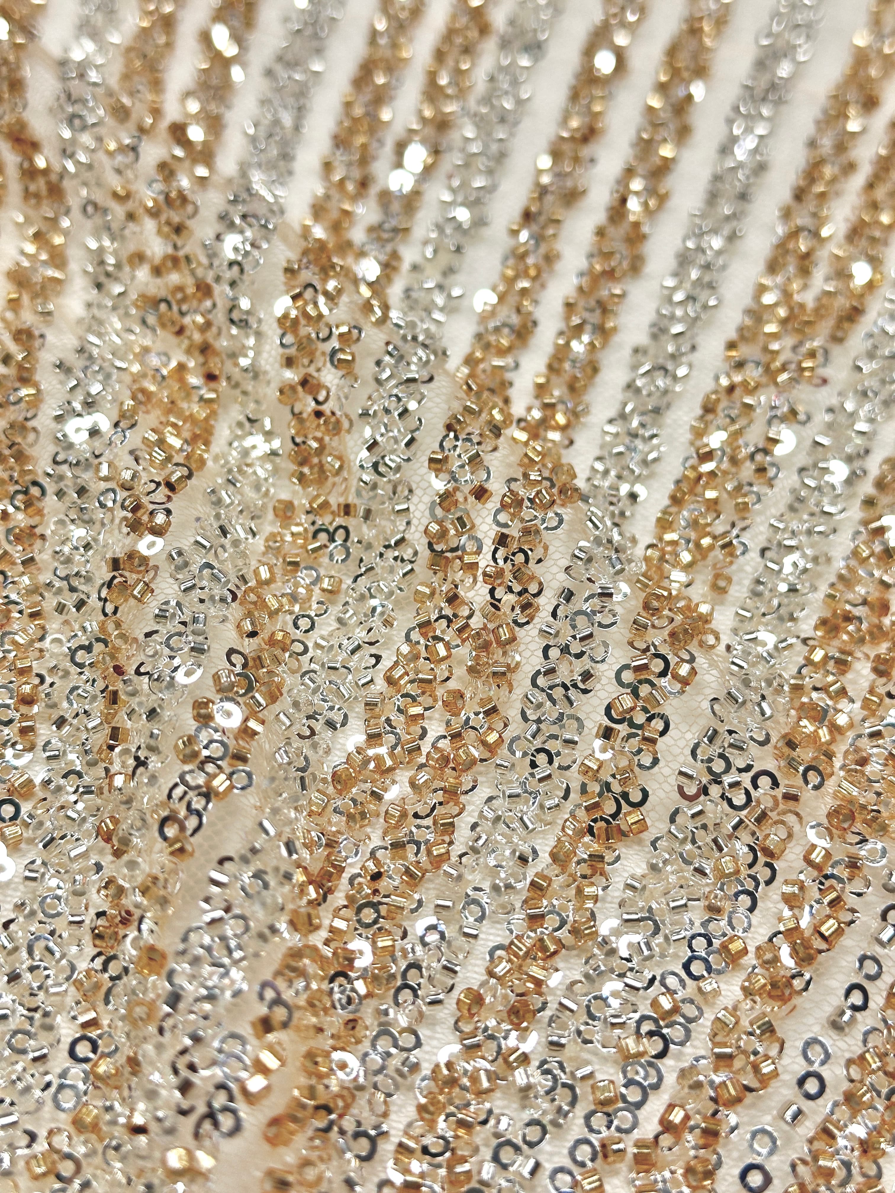BLS6564#	Sequined and Beaded Geometric Lace Fabric for Wedding Dresses Evening Gowns Bridal Gowns