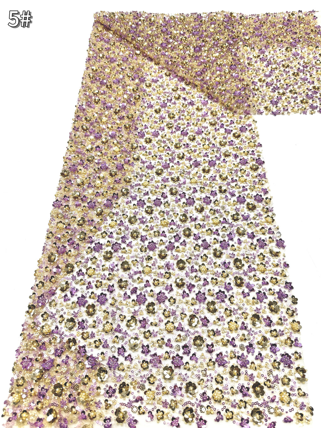 BLS6565#	Heavy Beaded Sequined Small Floral Lace Fabric Embroidered Tulle Lace for Wedding Dresses Bridal Gowns Evening Gowns