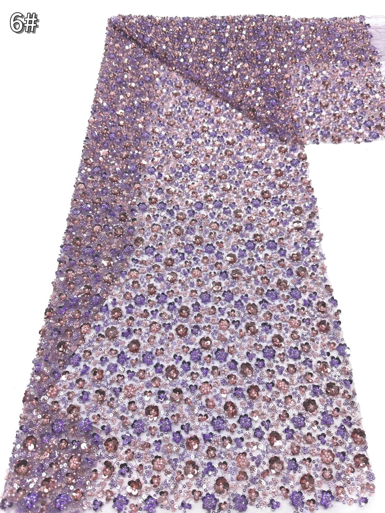 BLS6565#	Heavy Beaded Sequined Small Floral Lace Fabric Embroidered Tulle Lace for Wedding Dresses Bridal Gowns Evening Gowns