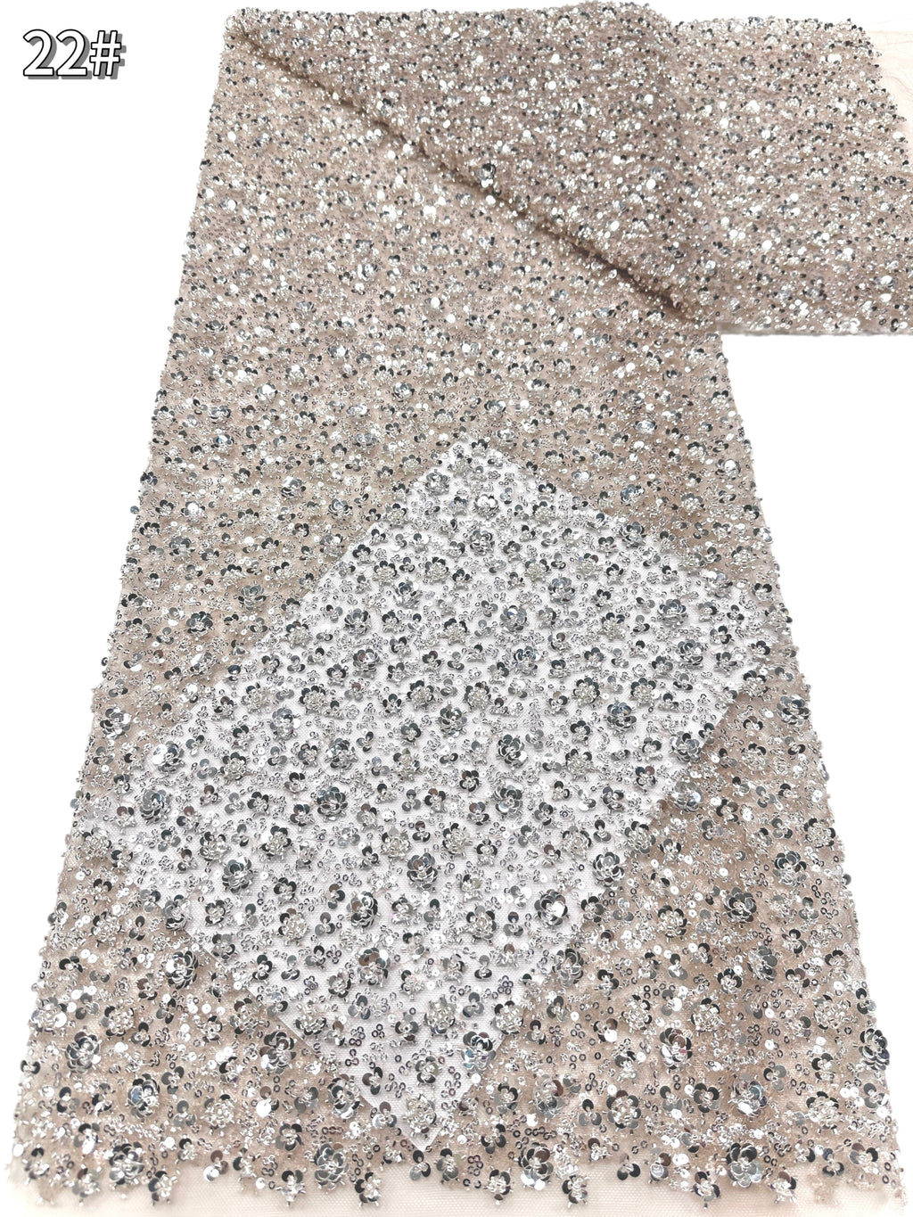 BLS6565#	Heavy Beaded Sequined Small Floral Lace Fabric Embroidered Tulle Lace for Wedding Dresses Bridal Gowns Evening Gowns