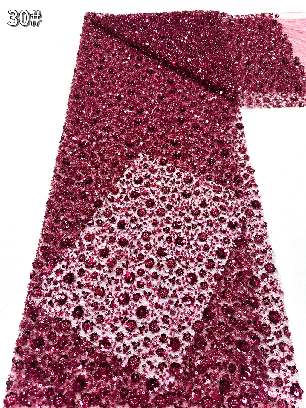 BLS6565#	Heavy Beaded Sequined Small Floral Lace Fabric Embroidered Tulle Lace for Wedding Dresses Bridal Gowns Evening Gowns