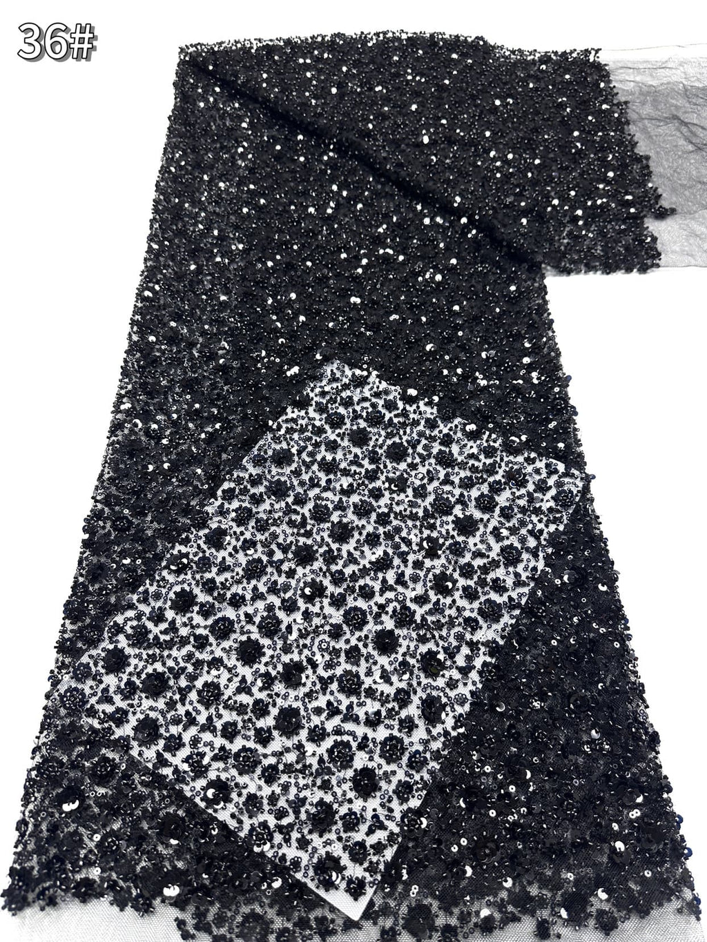 BLS6565#	Heavy Beaded Sequined Small Floral Lace Fabric Embroidered Tulle Lace for Wedding Dresses Bridal Gowns Evening Gowns