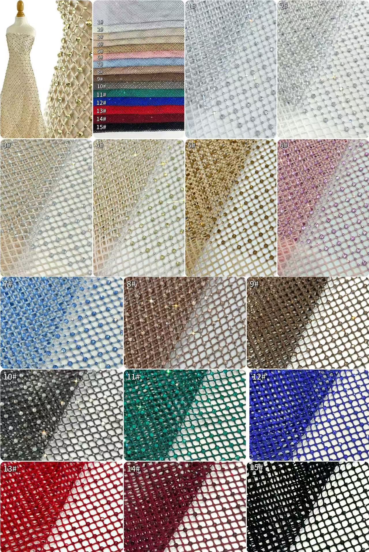 BLS6566#	Geometric Beaded Lace Fabric Diamond Pattern Sparkling Tulle Lace for Wedding Dresses Bridal Gowns Evening Gowns