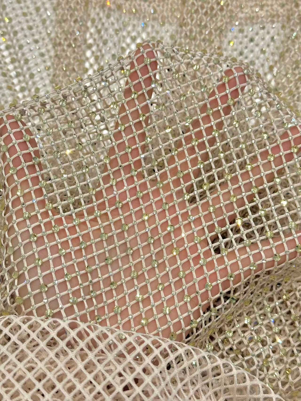 BLS6566#	Geometric Beaded Lace Fabric Diamond Pattern Sparkling Tulle Lace for Wedding Dresses Bridal Gowns Evening Gowns
