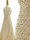 BLS6566#	Geometric Beaded Lace Fabric Diamond Pattern Sparkling Tulle Lace for Wedding Dresses Bridal Gowns Evening Gowns
