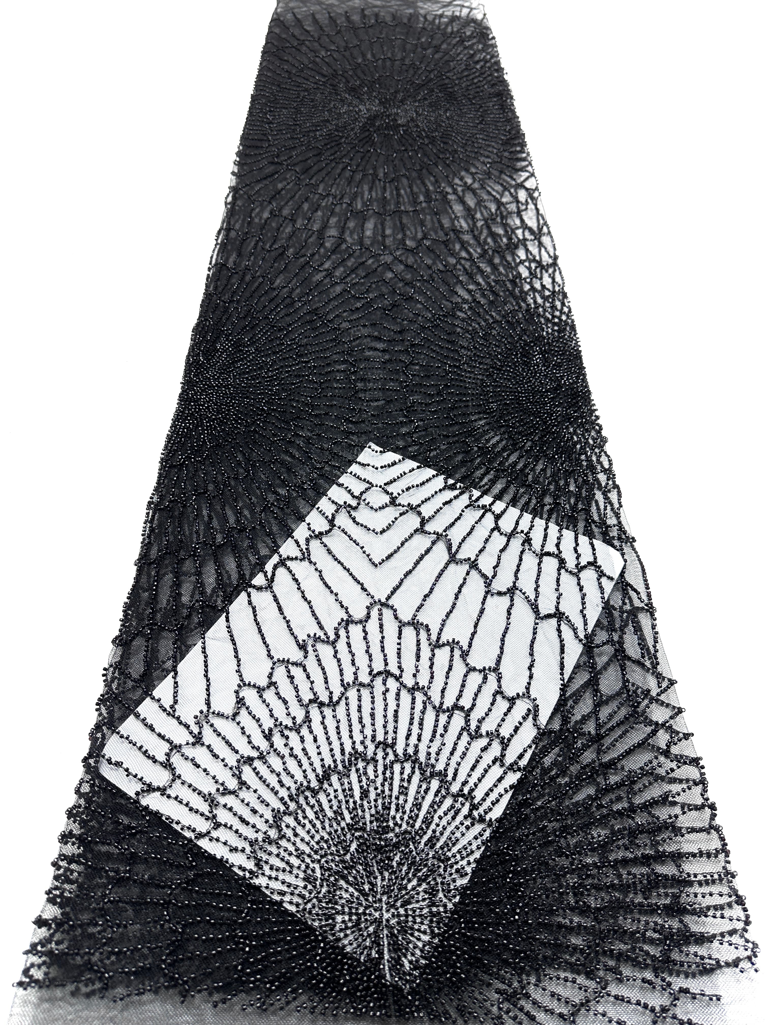 BLS6567#	Geometric Beaded Lace Fabric Allover Embroidered Lace Material for Wedding Dresses Evening Gowns