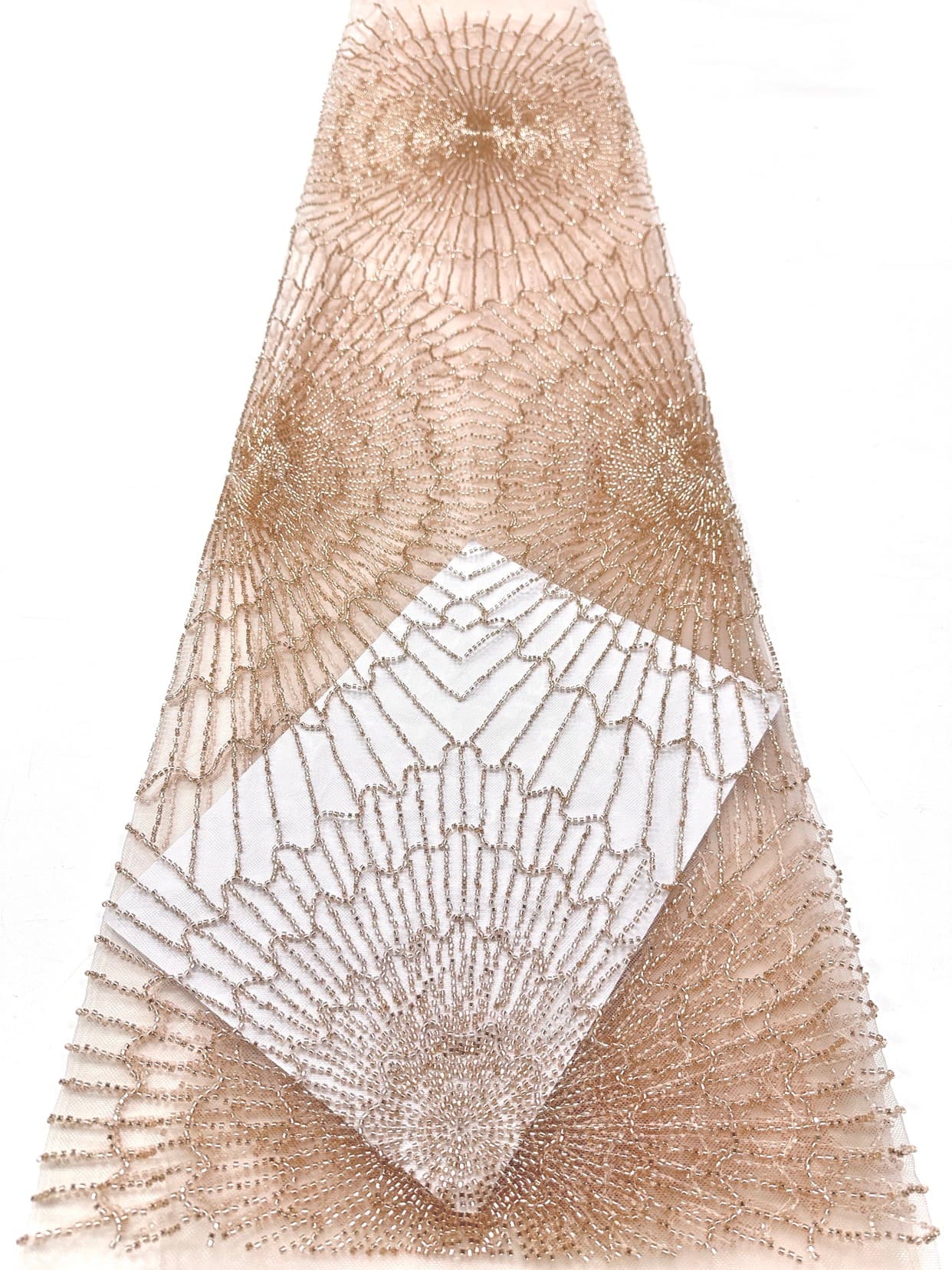 BLS6567#	Geometric Beaded Lace Fabric Allover Embroidered Lace Material for Wedding Dresses Evening Gowns