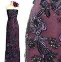 BLS6568#	Large Floral Beaded Embroidered Tulle Lace Fabric with Leaf Vine for Wedding Dresses and Evening Gowns