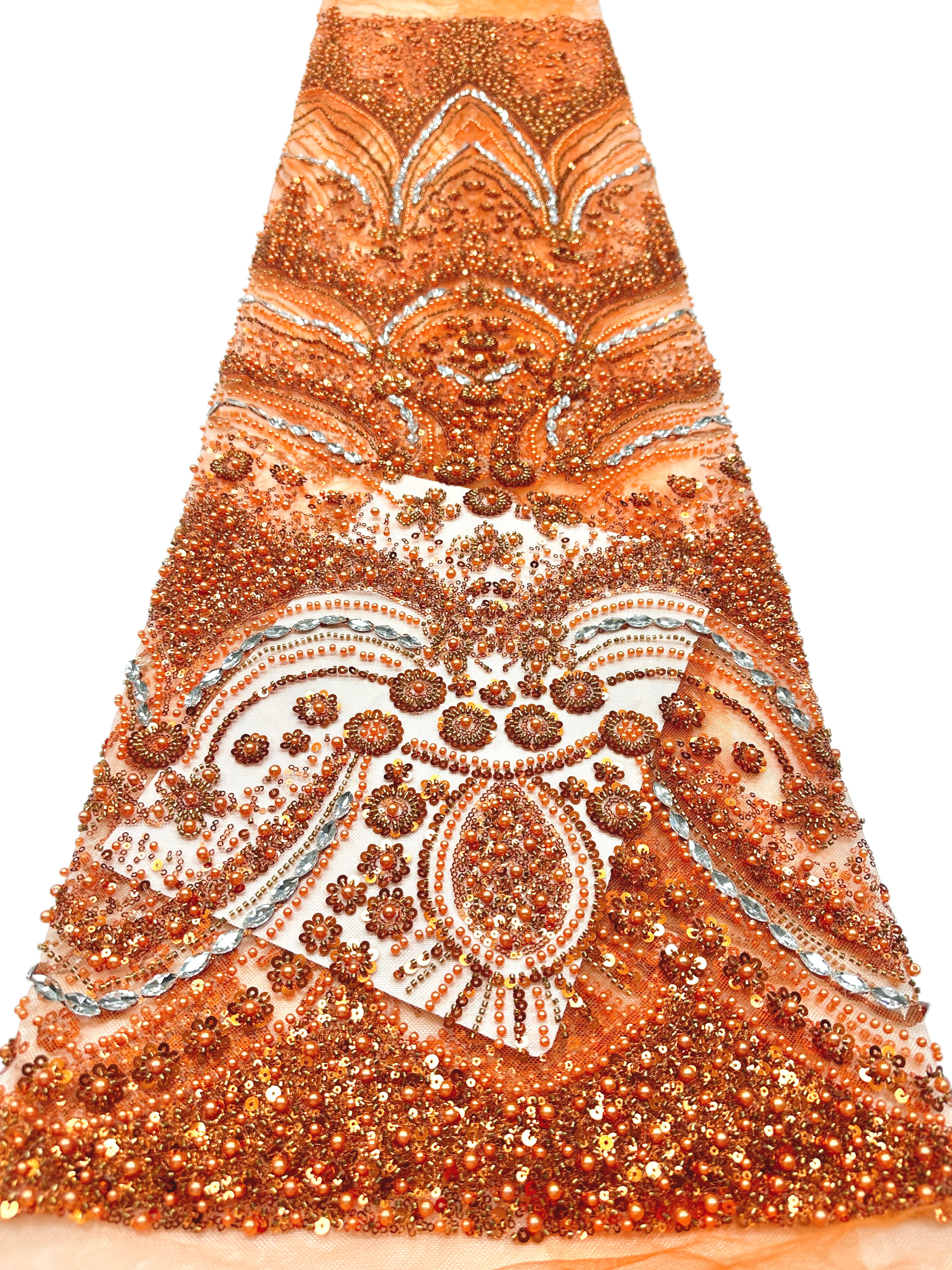 BLS6571#	Heavy Pearl Beaded Sequined Baroque Embroidered Tulle Lace Fabric for Wedding Dresses Evening Gowns