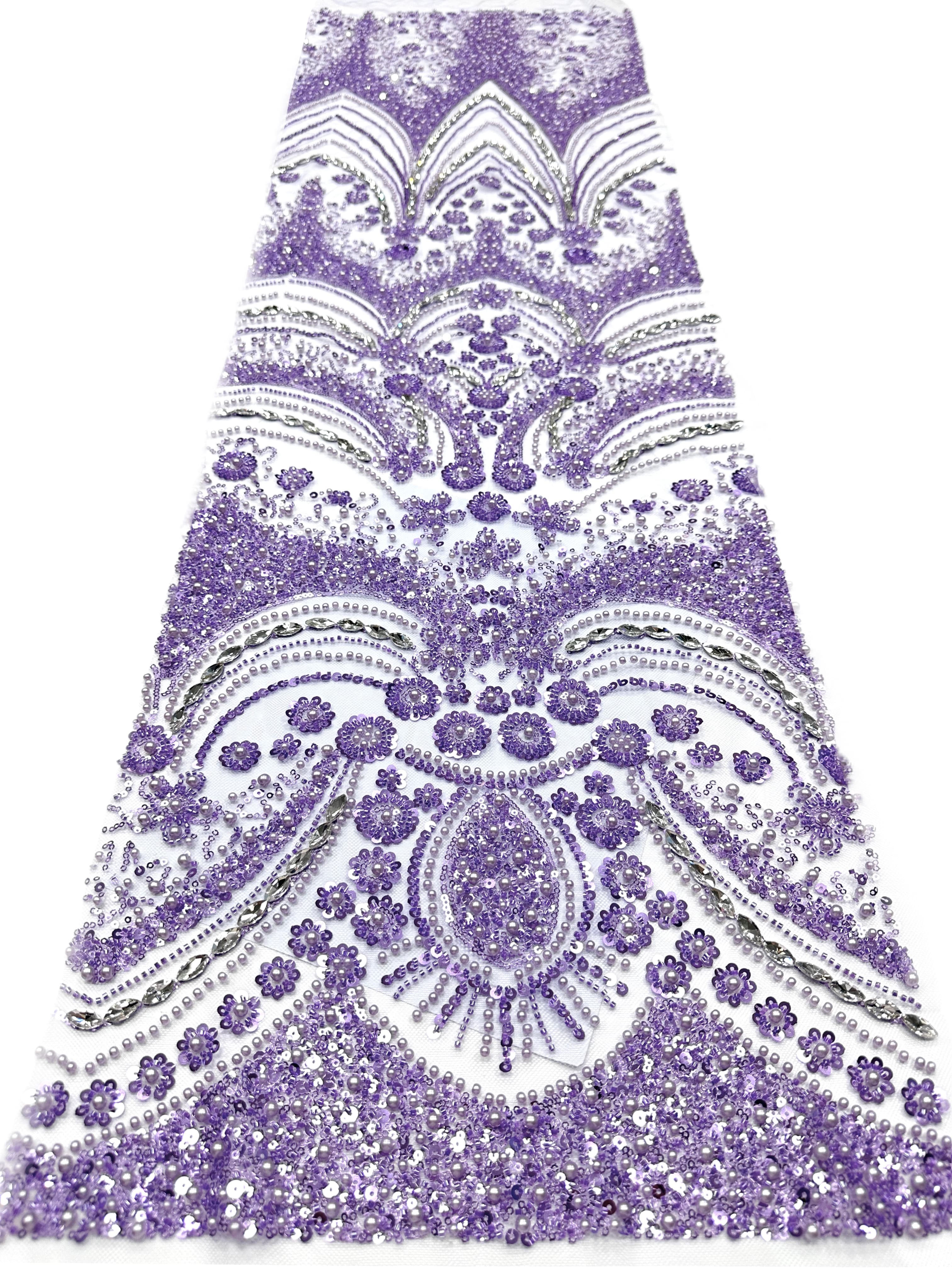 BLS6571#	Heavy Pearl Beaded Sequined Baroque Embroidered Tulle Lace Fabric for Wedding Dresses Evening Gowns