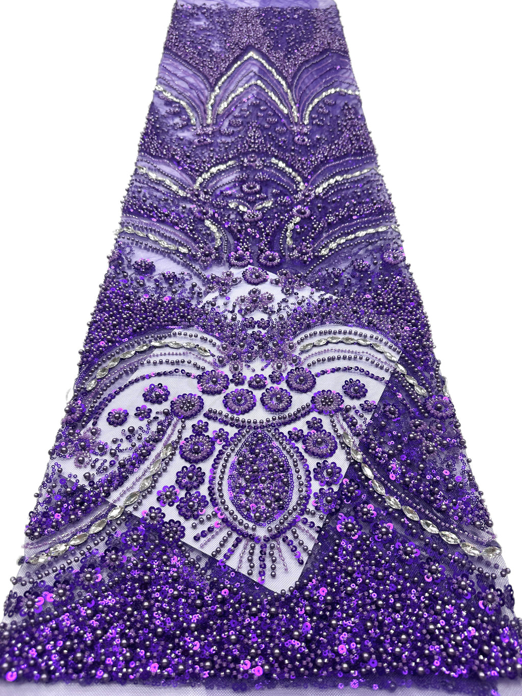 BLS6571#	Heavy Pearl Beaded Sequined Baroque Embroidered Tulle Lace Fabric for Wedding Dresses Evening Gowns