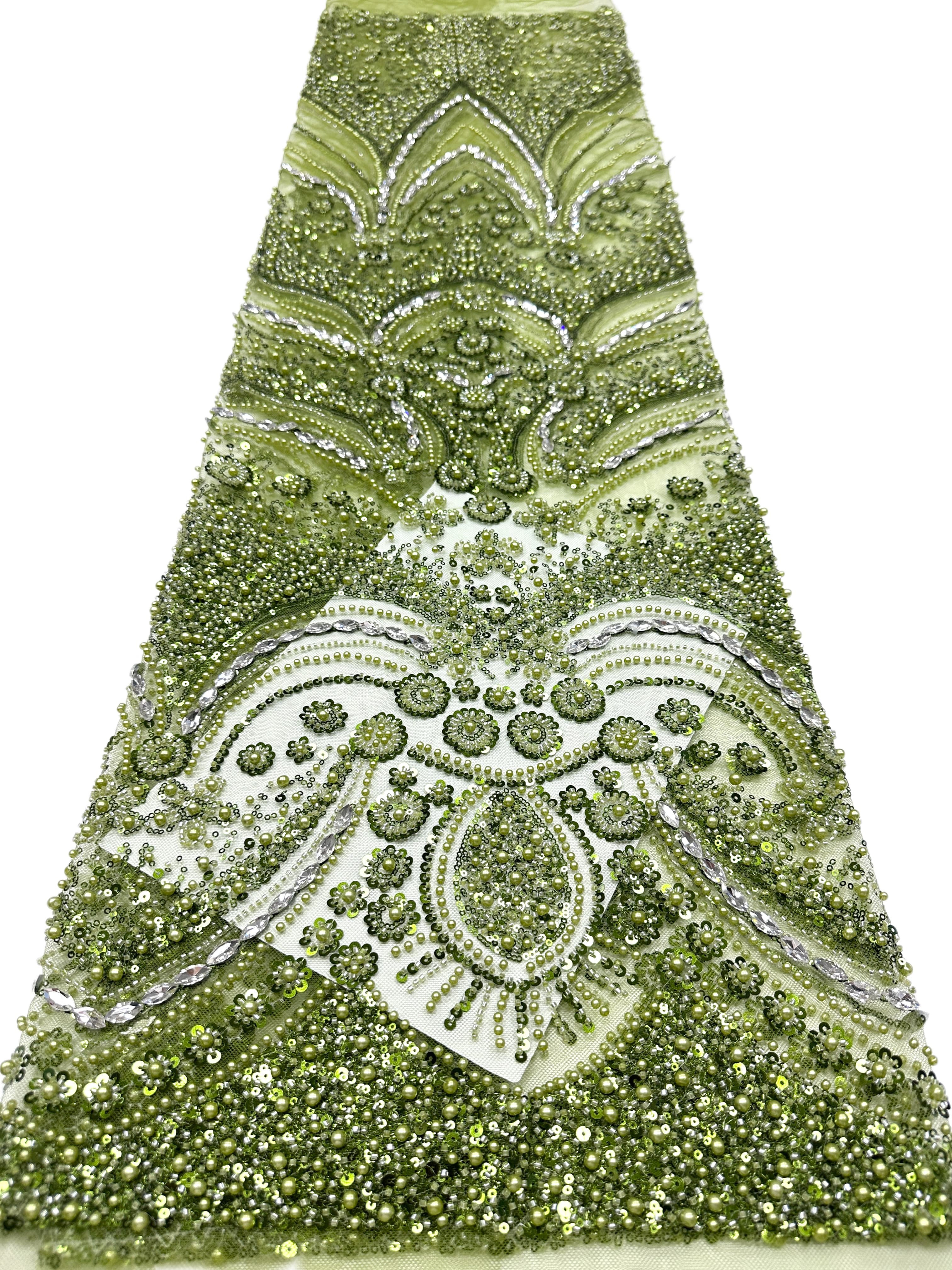 BLS6571#	Heavy Pearl Beaded Sequined Baroque Embroidered Tulle Lace Fabric for Wedding Dresses Evening Gowns