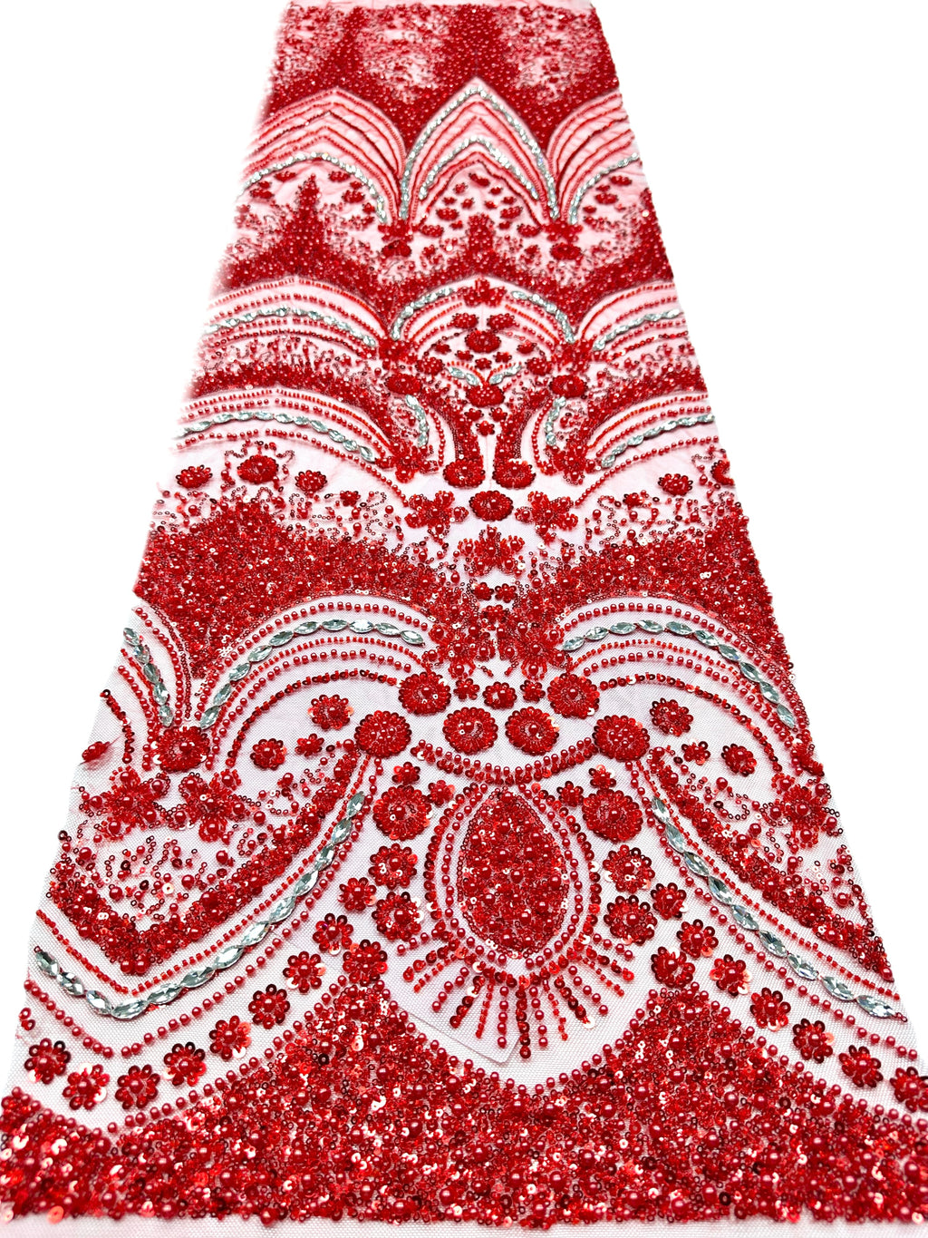 BLS6571#	Heavy Pearl Beaded Sequined Baroque Embroidered Tulle Lace Fabric for Wedding Dresses Evening Gowns