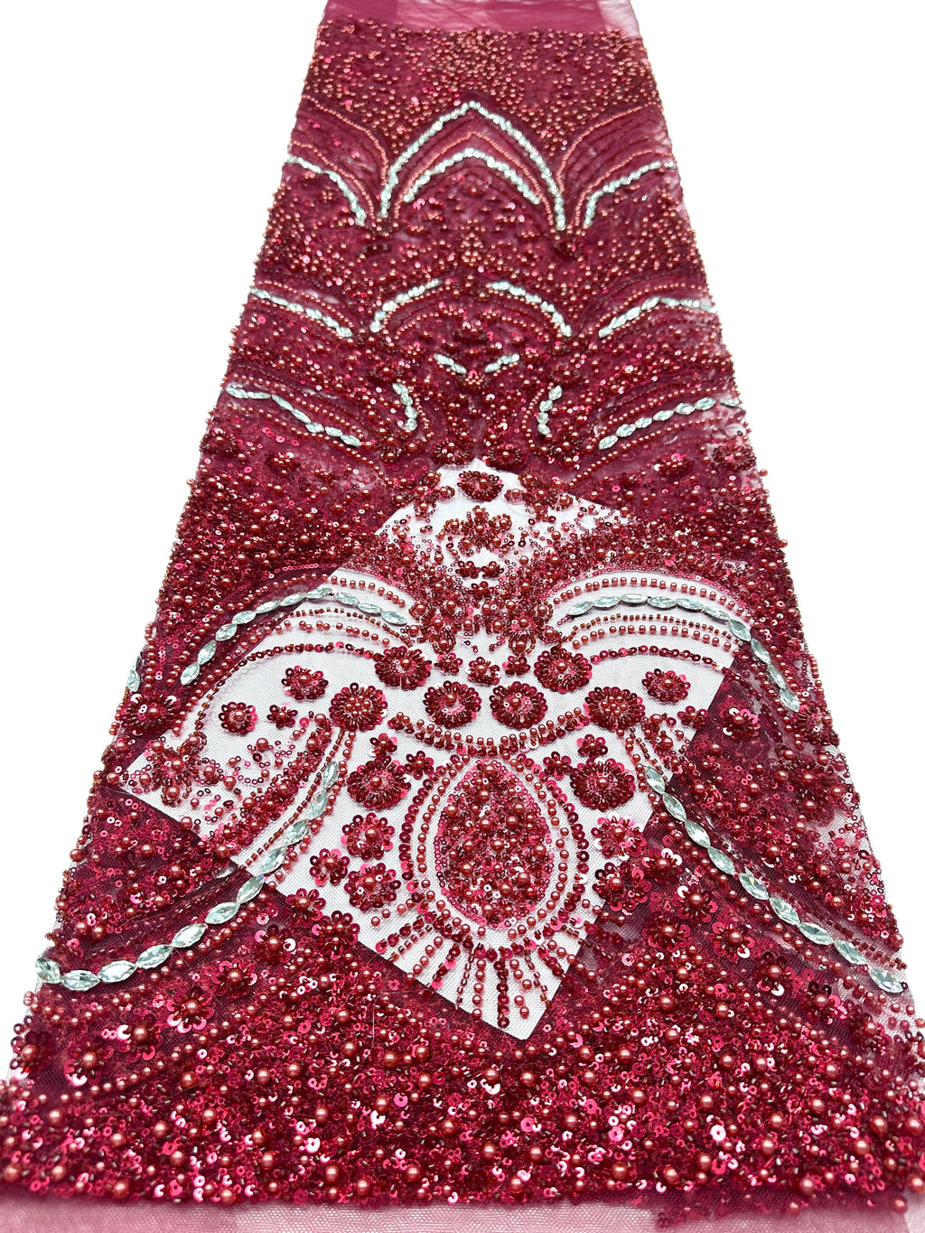 BLS6571#	Heavy Pearl Beaded Sequined Baroque Embroidered Tulle Lace Fabric for Wedding Dresses Evening Gowns