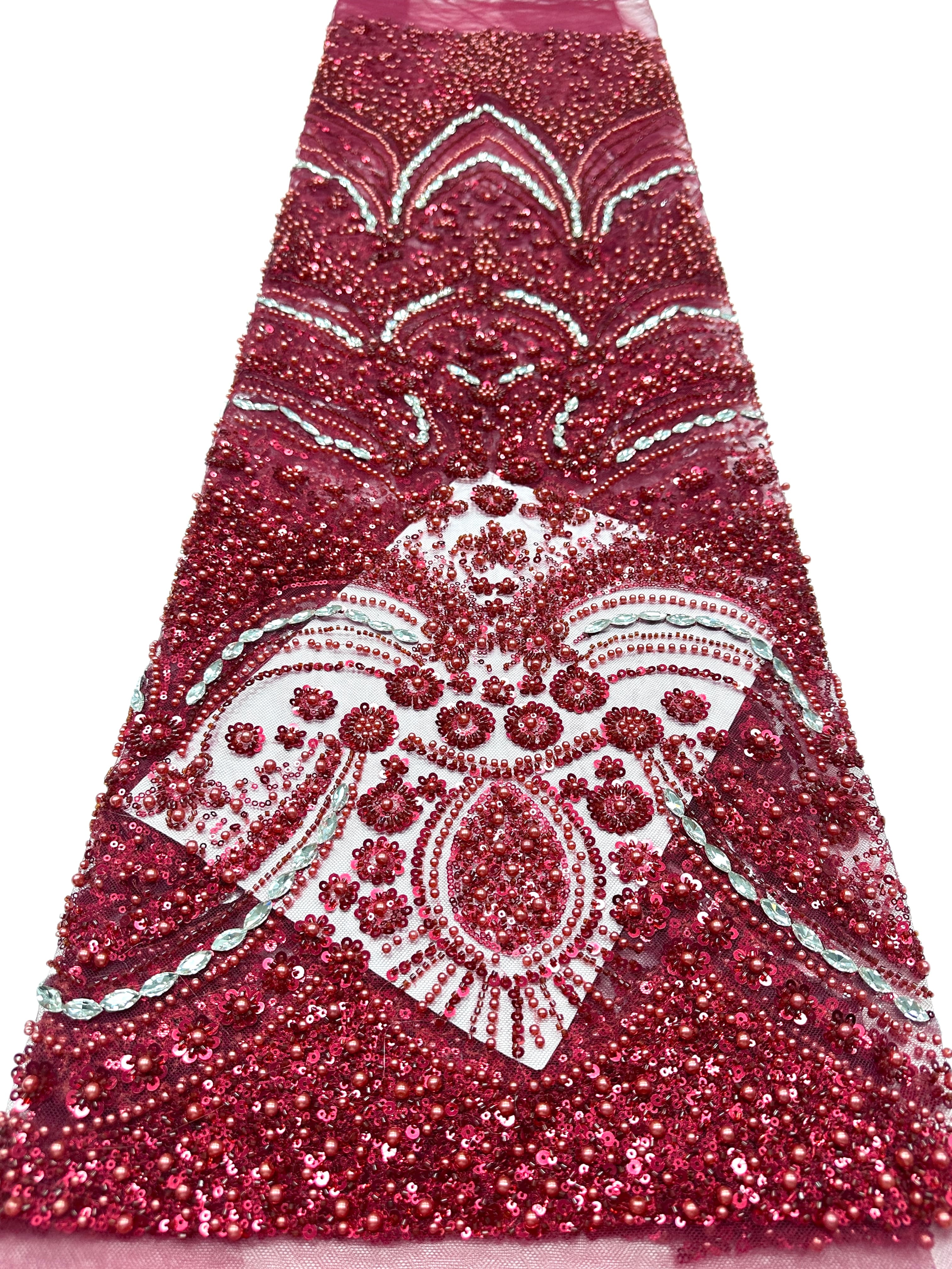 BLS6571#	Heavy Pearl Beaded Sequined Baroque Embroidered Tulle Lace Fabric for Wedding Dresses Evening Gowns